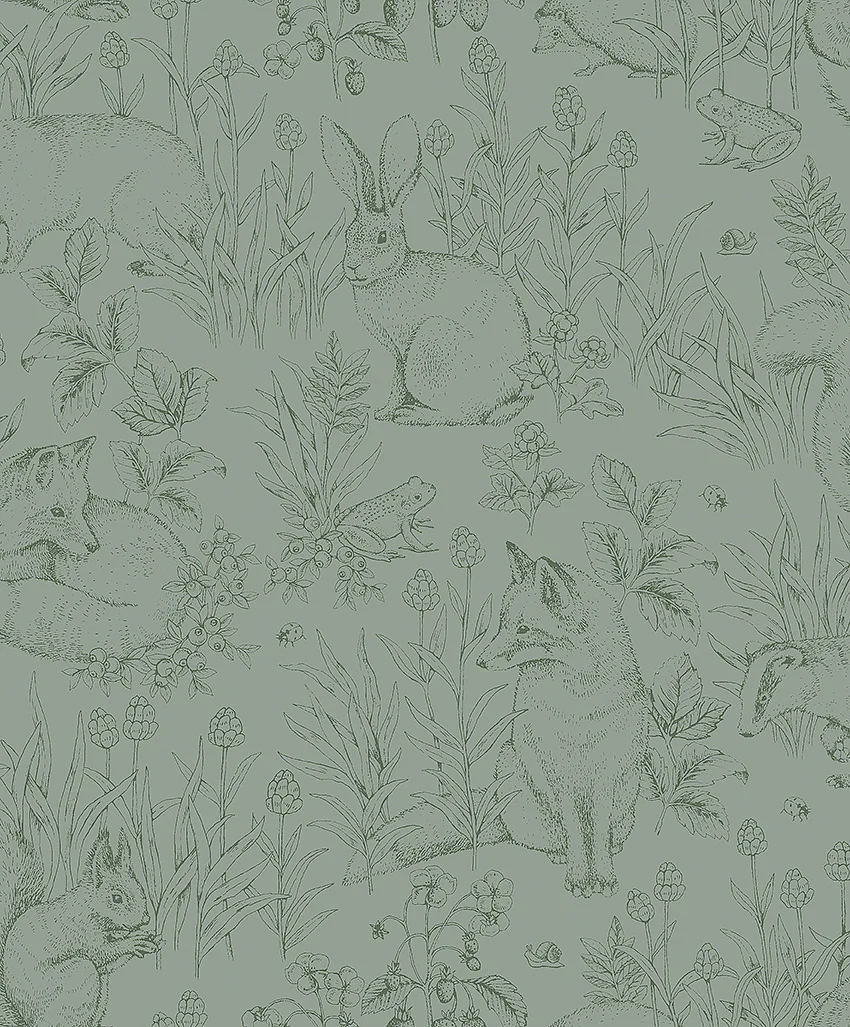 Borastapeter Wallpaper - Forest Friends Green - Image 10