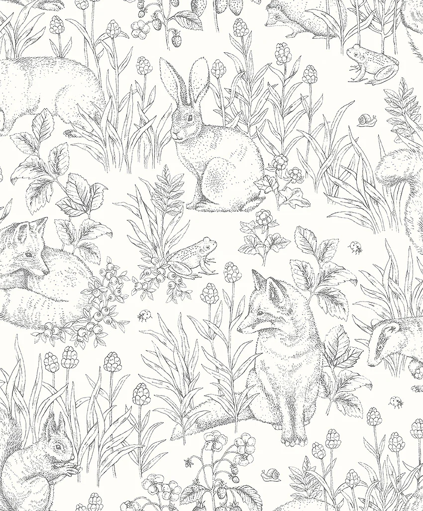 Borastapeter Wallpaper - Forest Friends White - Image 4