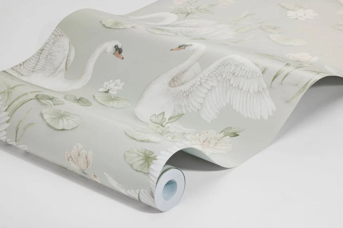 Borastapeter Wallpaper - Lily Swan Green - Image 3