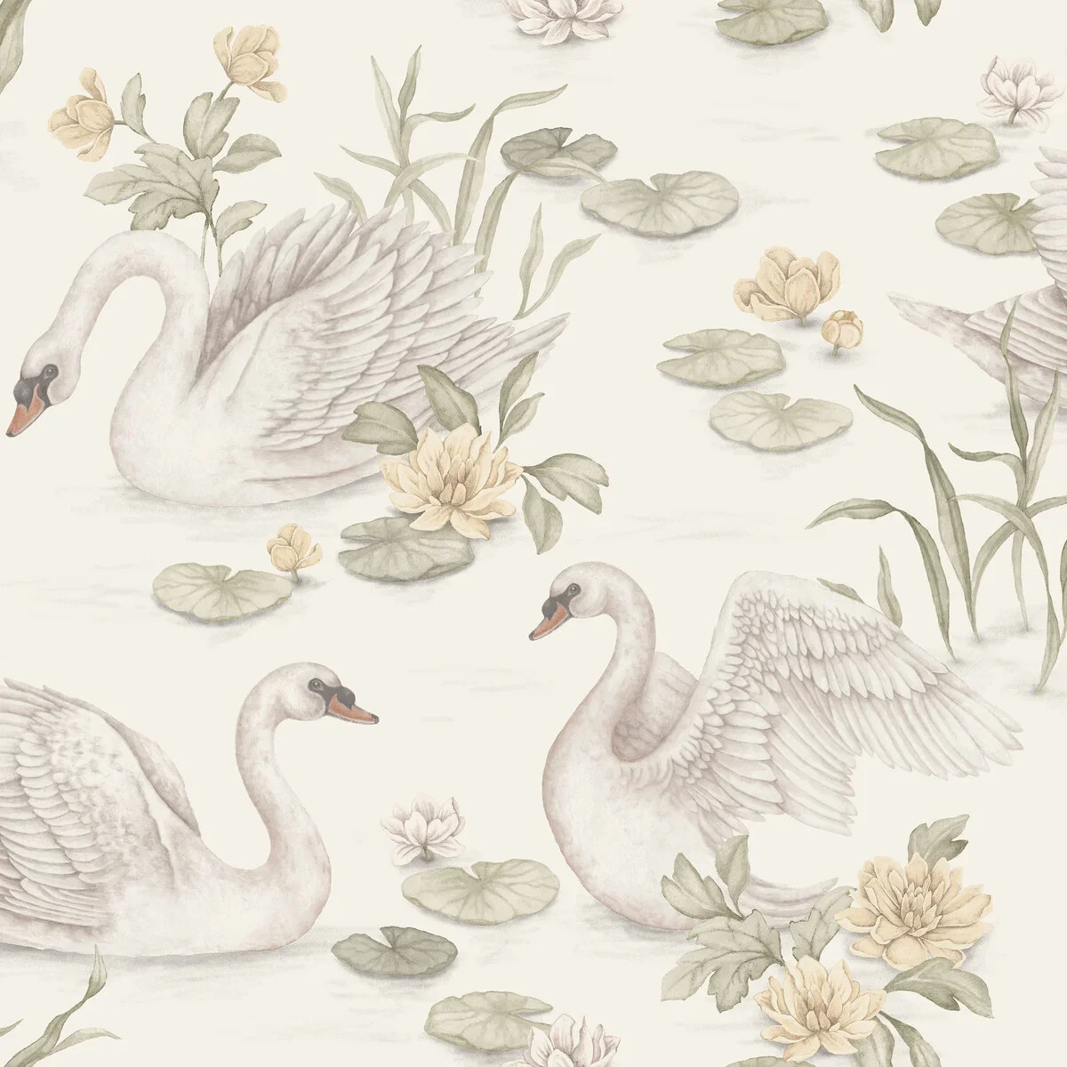Borastapeter Wallpaper - Lily Swan White