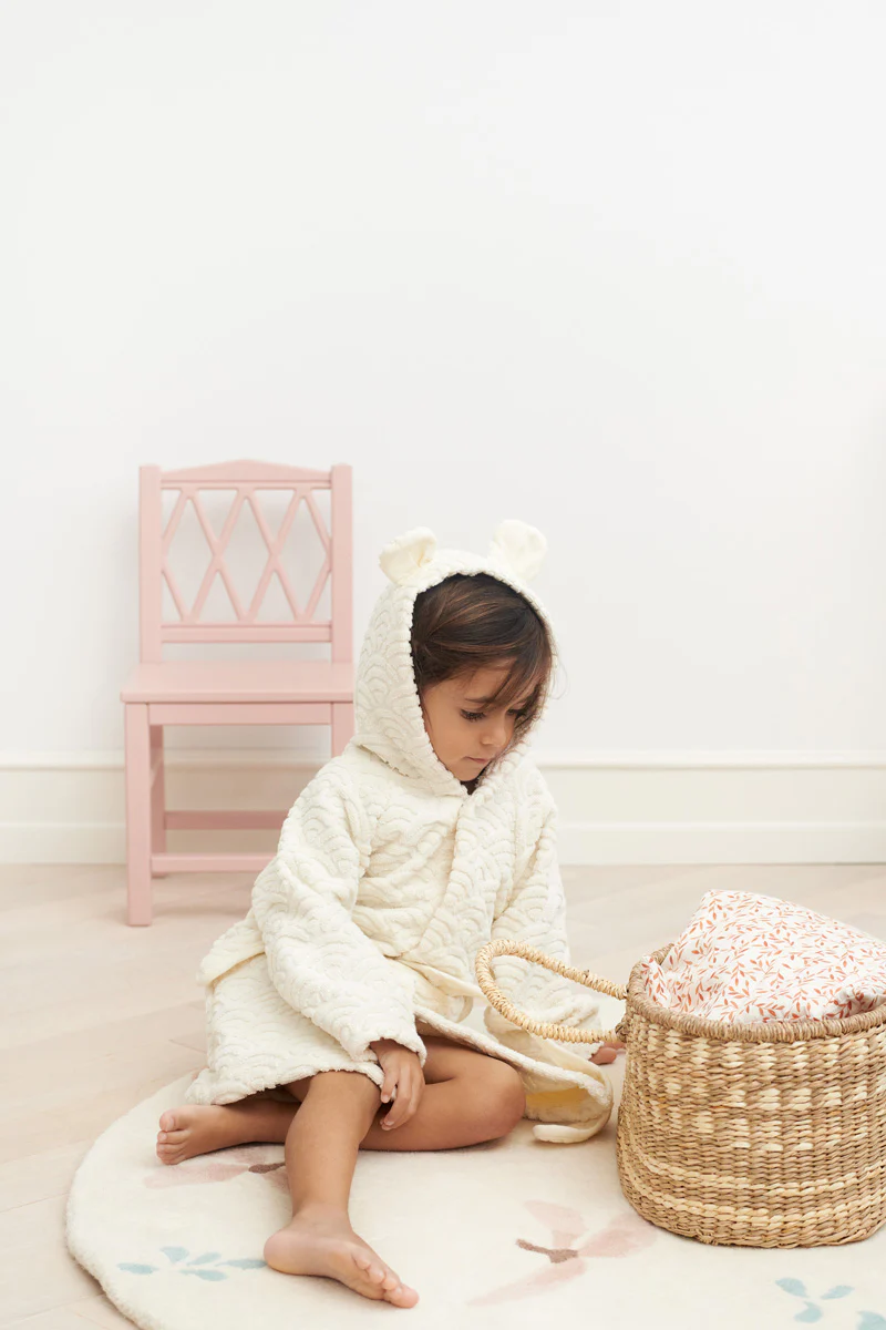 Cam Cam Hooded Organic Baby Bear Bathrobe - Ivory - Image 3