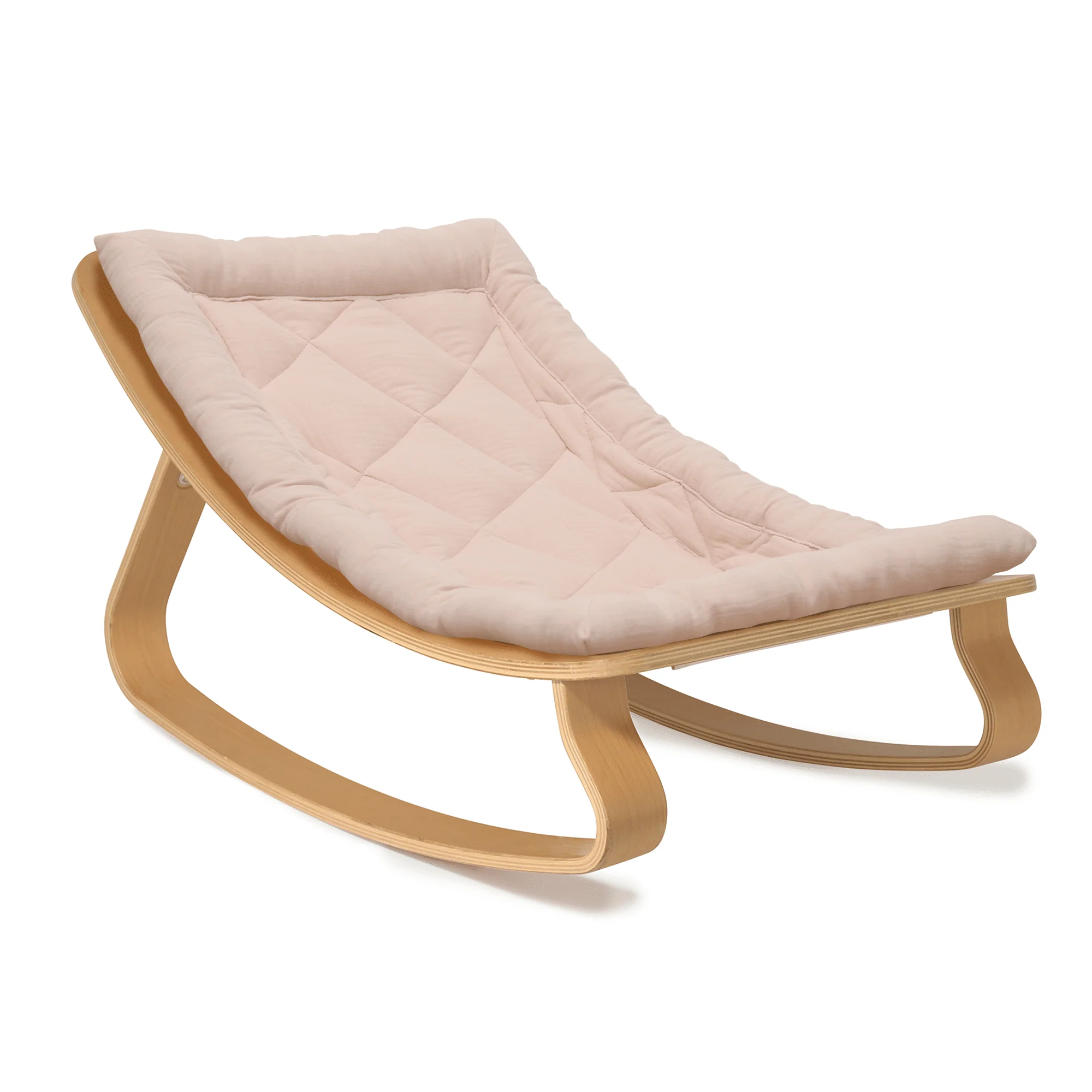 Charlie Crane Levo Baby Rocker - Beech + Nude Pink Cushion - Image 3