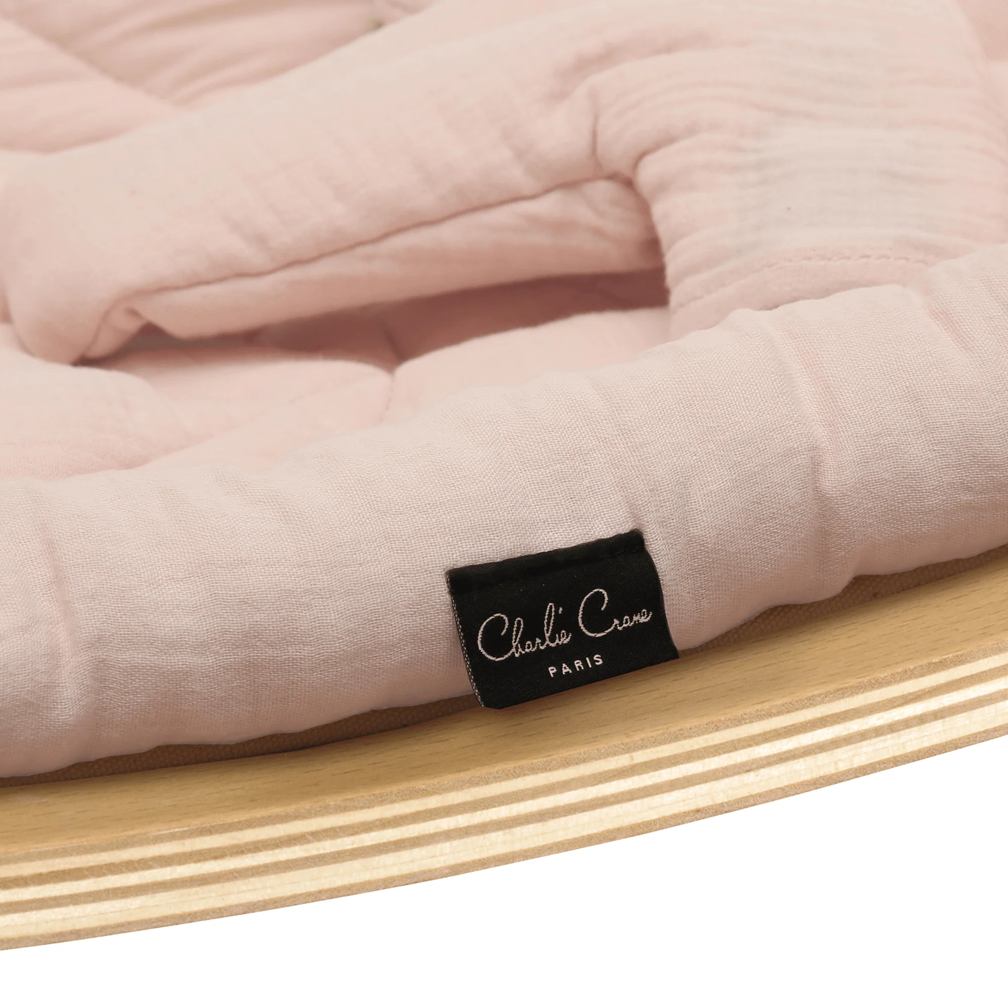 Charlie Crane Levo Baby Rocker - Beech + Nude Pink Cushion - Image 5