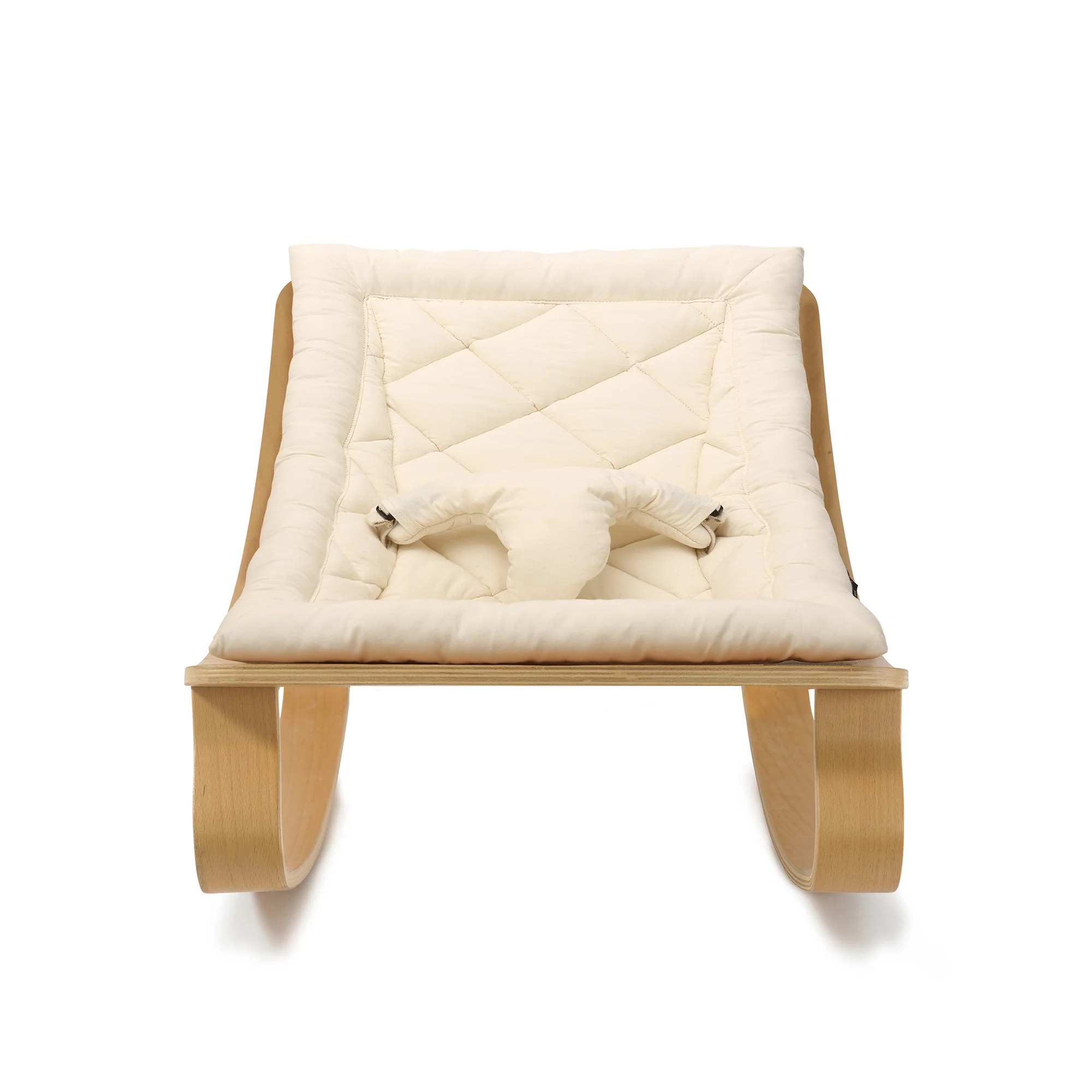 Charlie Crane Levo Baby Rocker - Beech + Organic White Cushion - Image 3