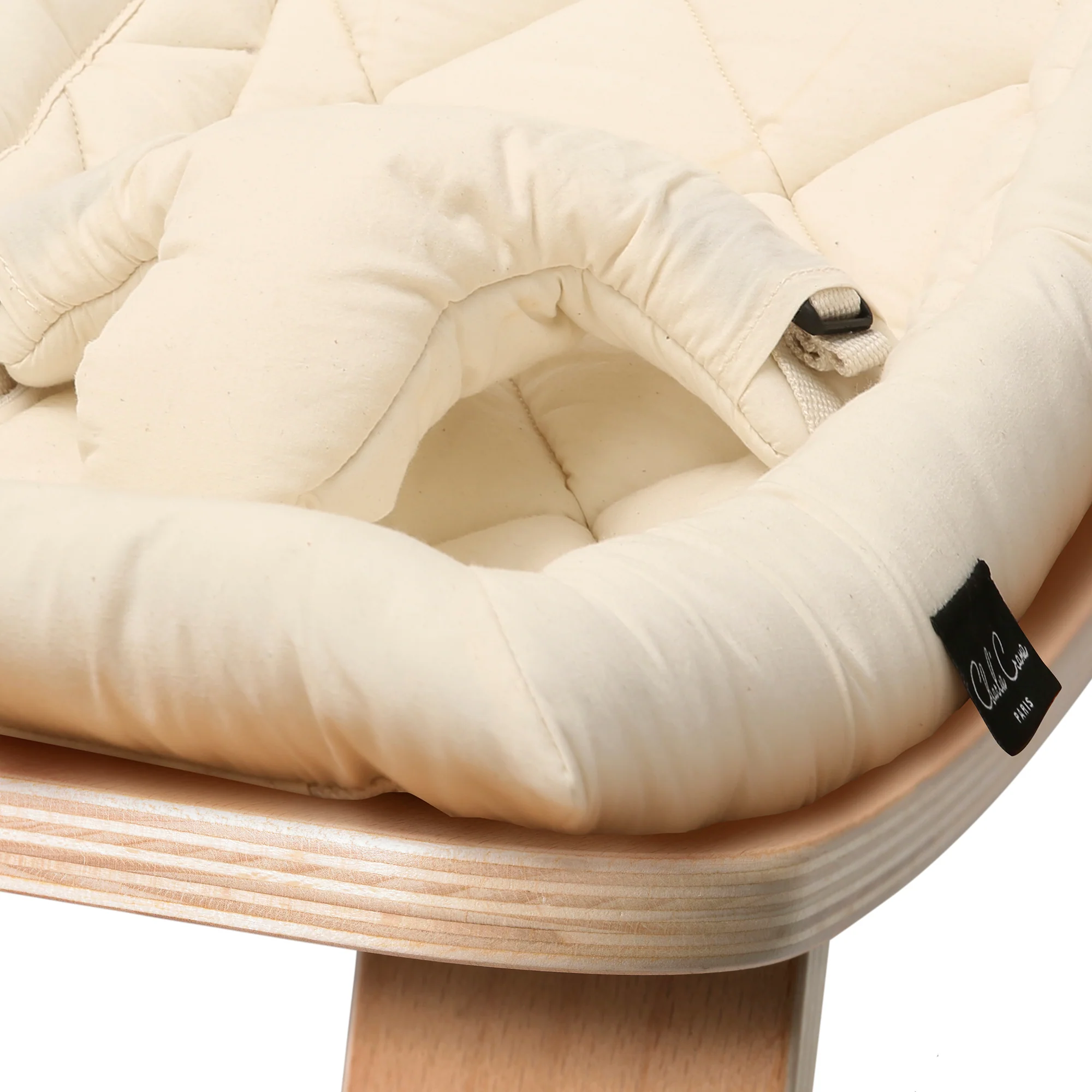 Charlie Crane Levo Baby Rocker - Beech + Organic White Cushion - Image 6