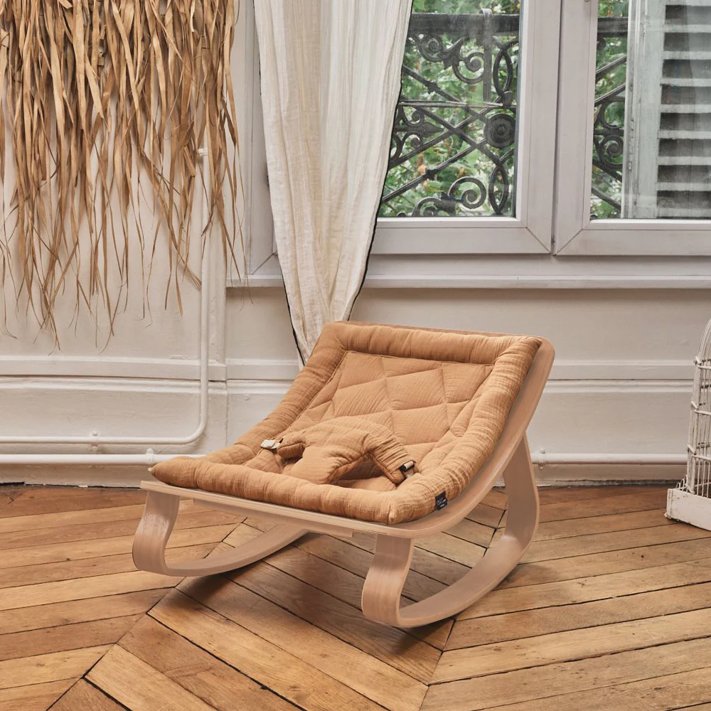 Charlie Crane Levo Baby Rocker - Beech + Caramel Cushion - Image 2