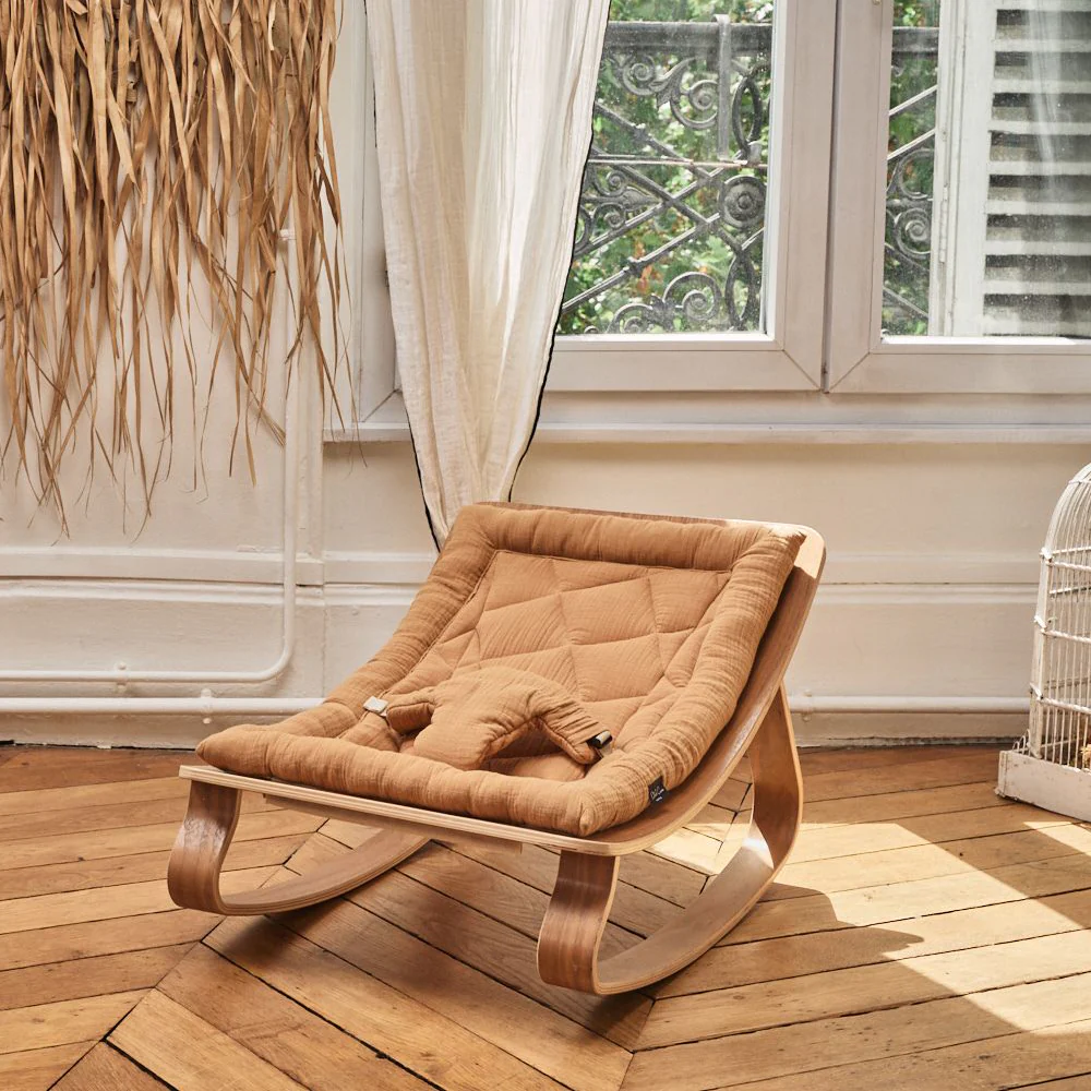 Charlie Crane Levo Baby Rocker - Walnut + Caramel Cushion - Image 2