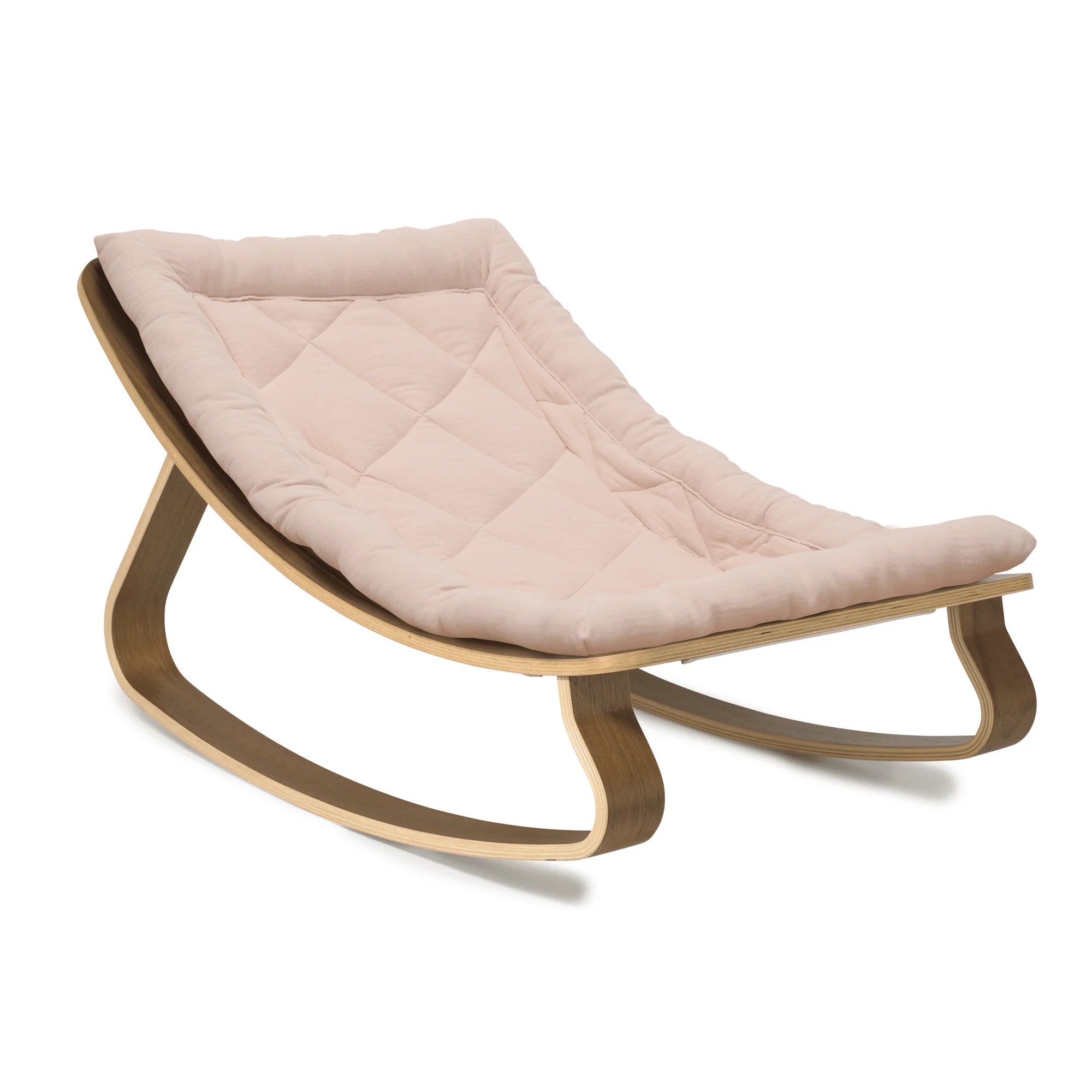 Charlie Crane Levo Baby Rocker - Walnut + Nude Pink Cushion - Image 3