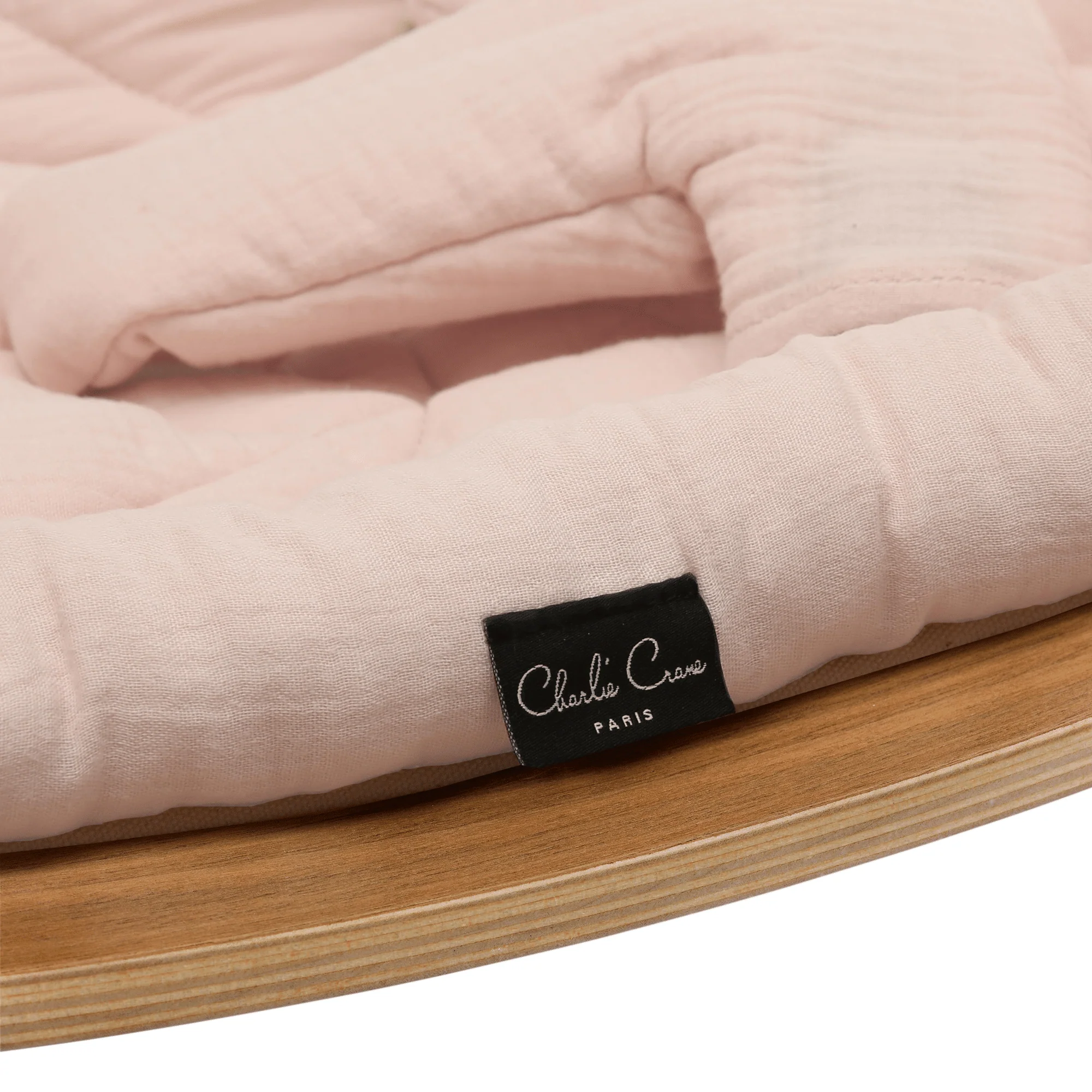 Charlie Crane Levo Baby Rocker - Walnut + Nude Pink Cushion - Image 4