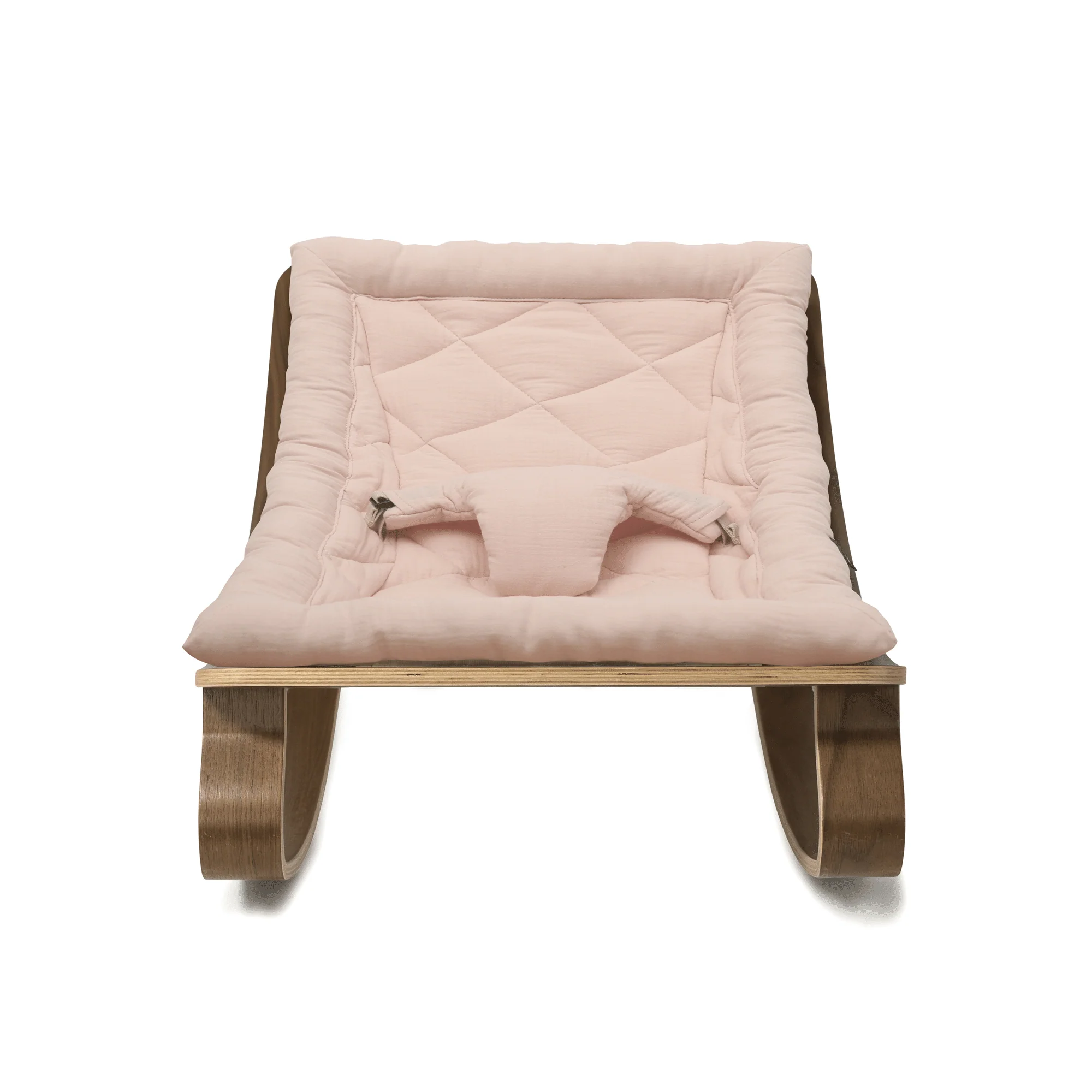 Charlie Crane Levo Baby Rocker - Walnut + Nude Pink Cushion - Image 6