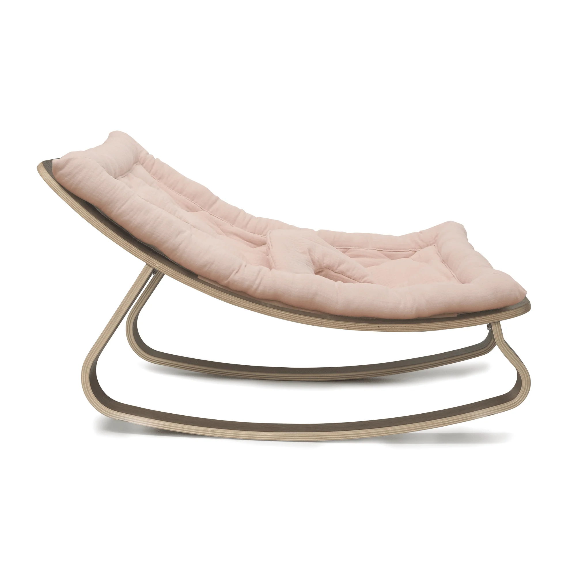 Charlie Crane Levo Baby Rocker - Walnut + Nude Pink Cushion - Image 7