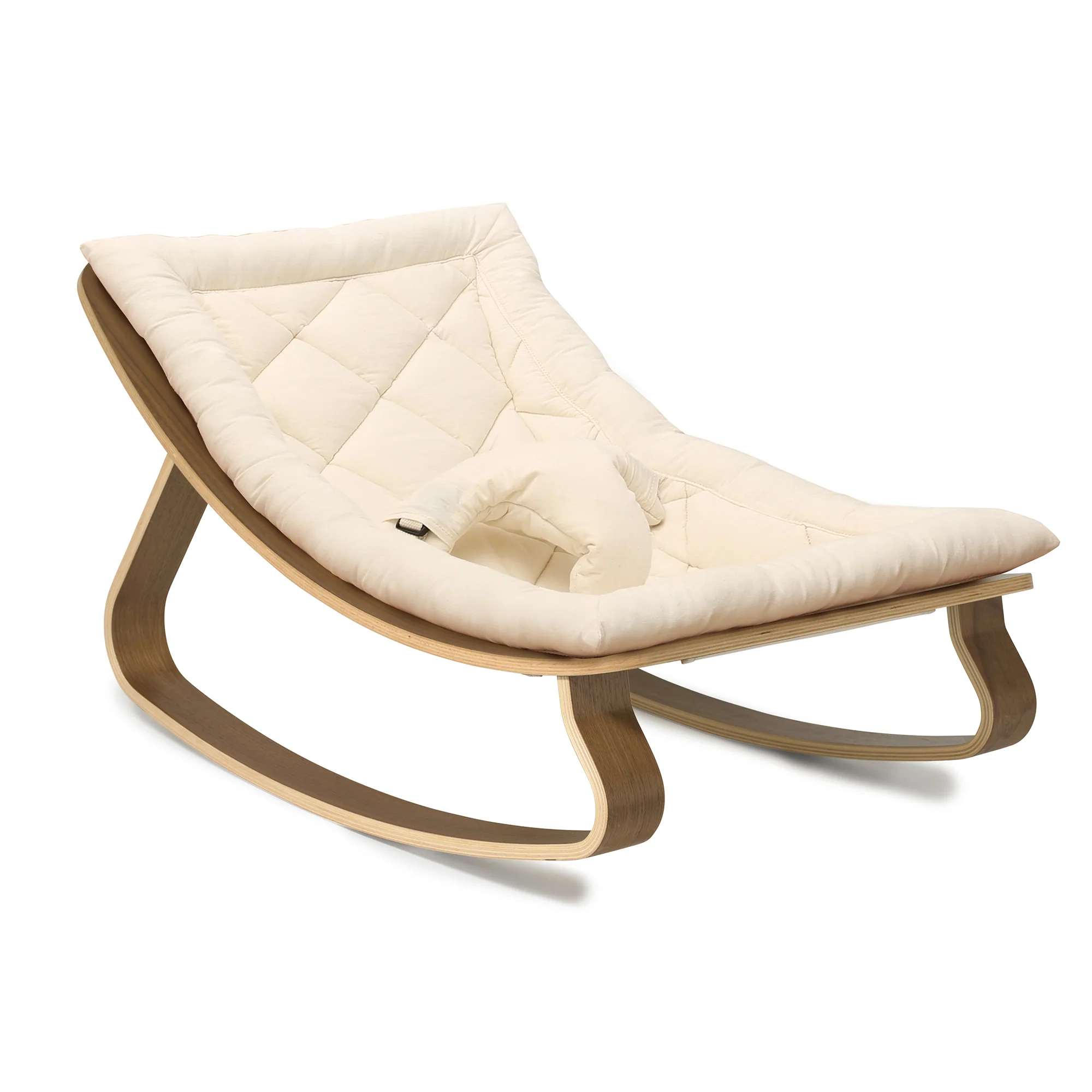 Charlie Crane Levo Baby Rocker - Walnut + Organic White Cushion