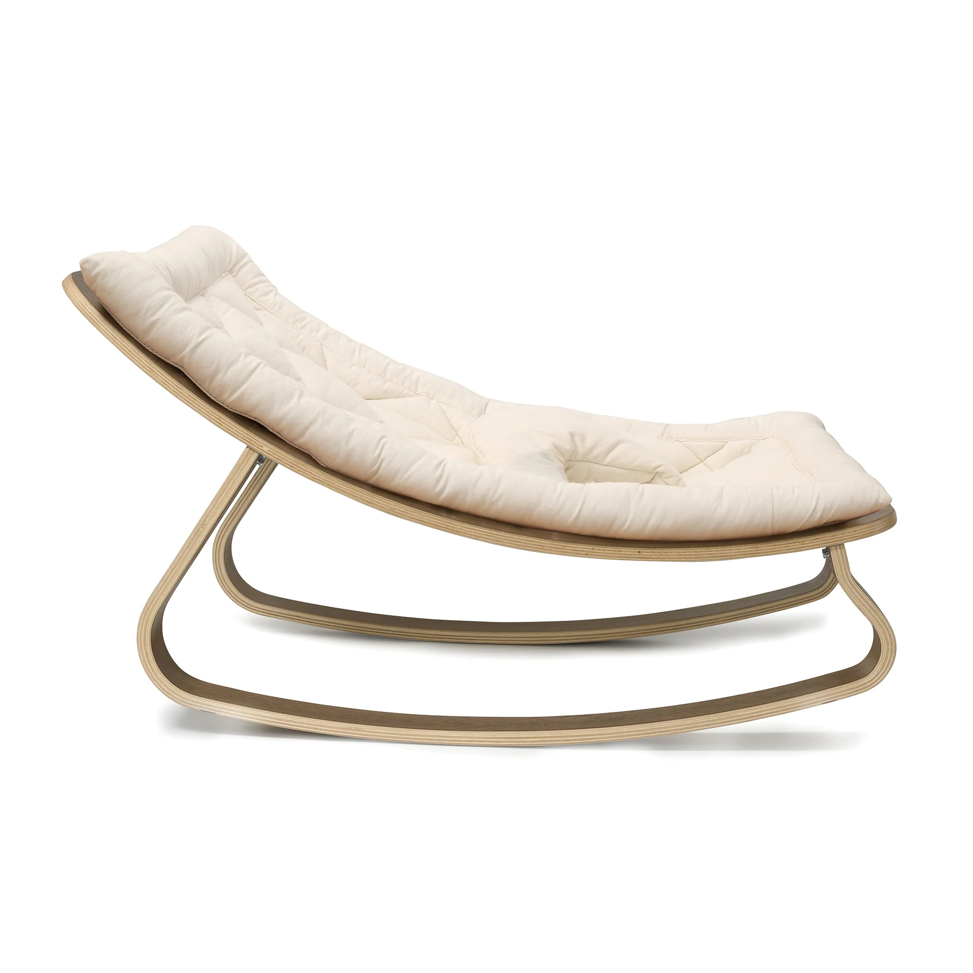 Charlie Crane Levo Baby Rocker - Walnut + Organic White Cushion - Image 2