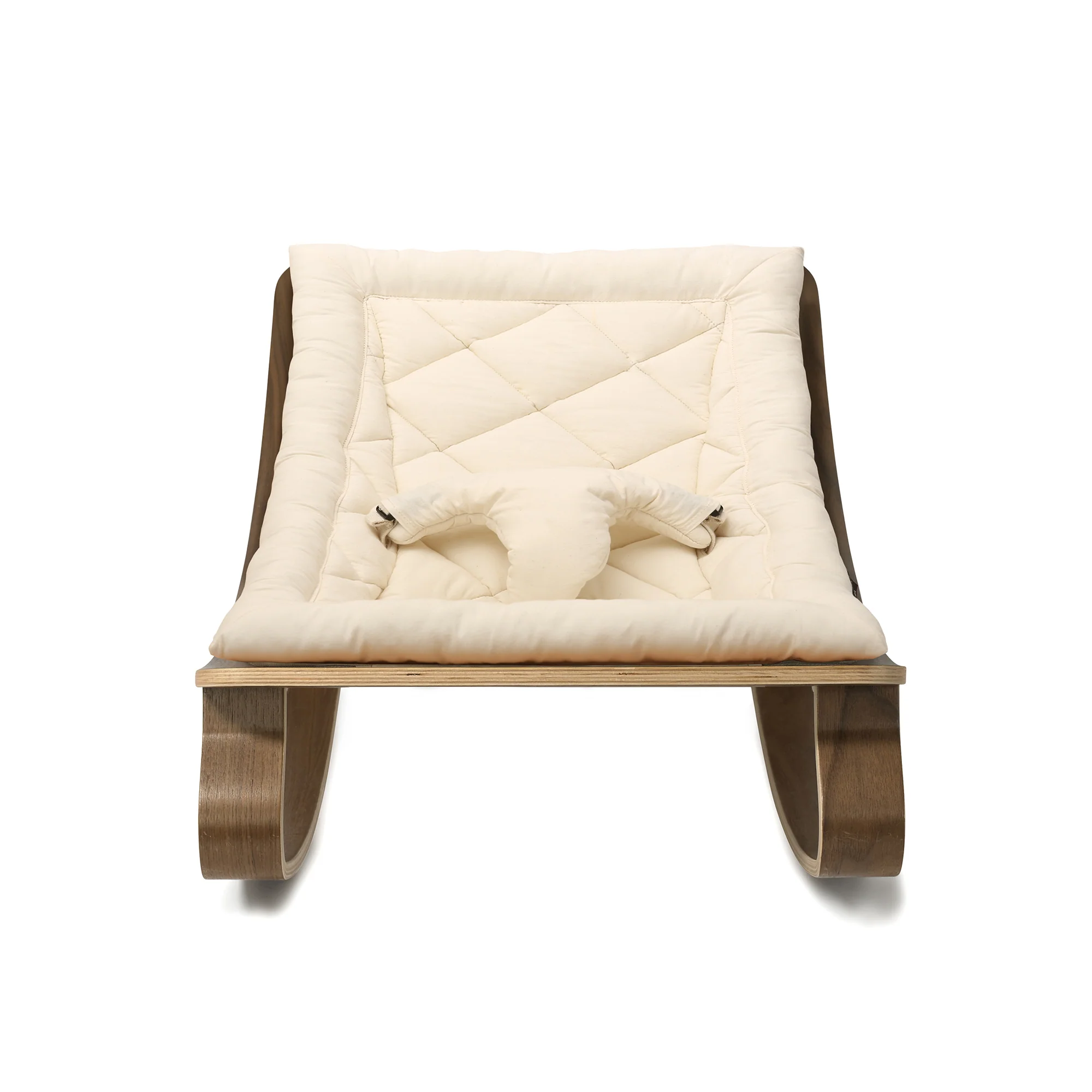 Charlie Crane Levo Baby Rocker - Walnut + Organic White Cushion - Image 3