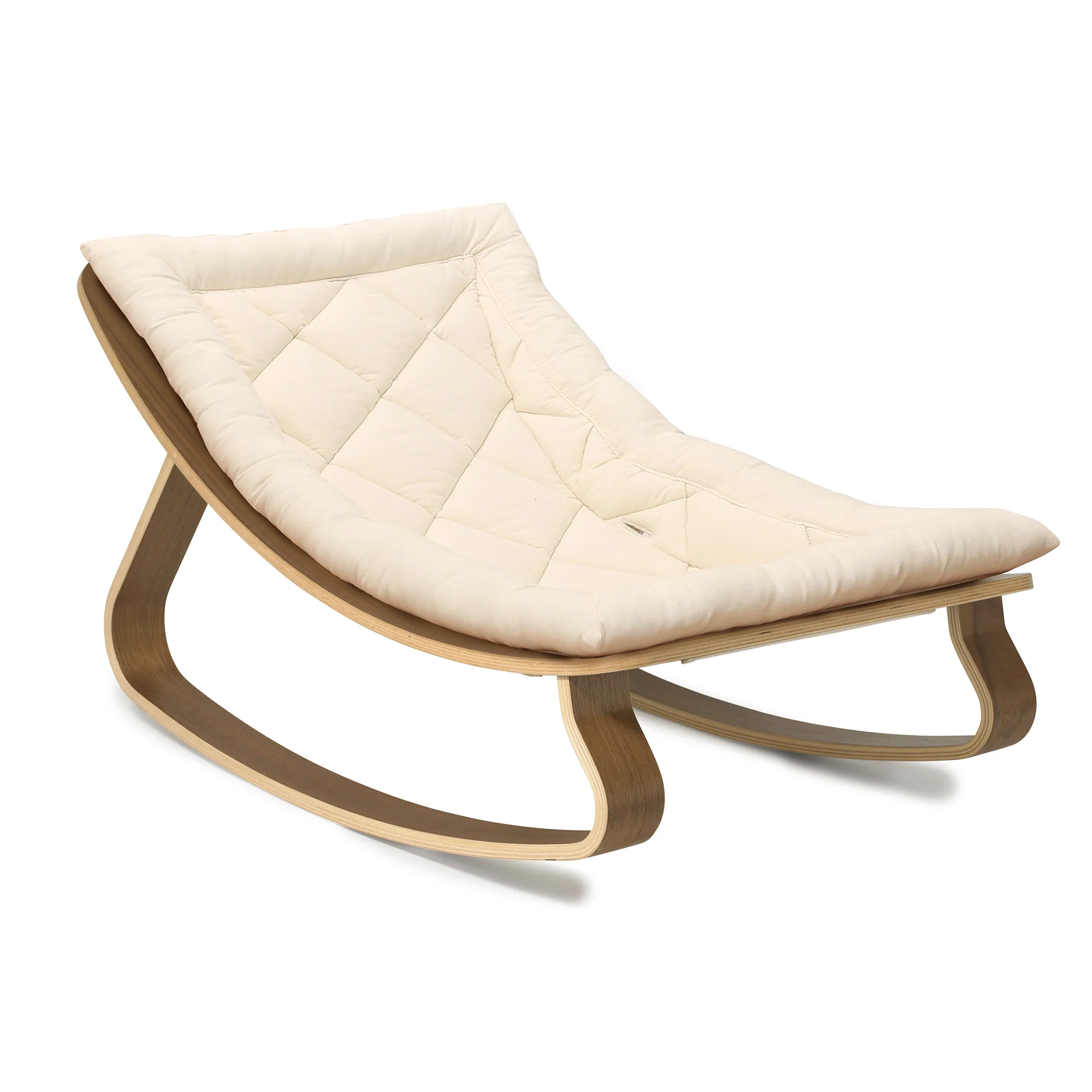Charlie Crane Levo Baby Rocker - Walnut + Organic White Cushion - Image 4