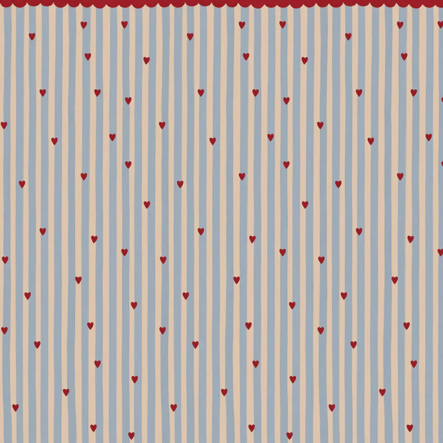 French Hearts Stripes Wallpaper - Image 3