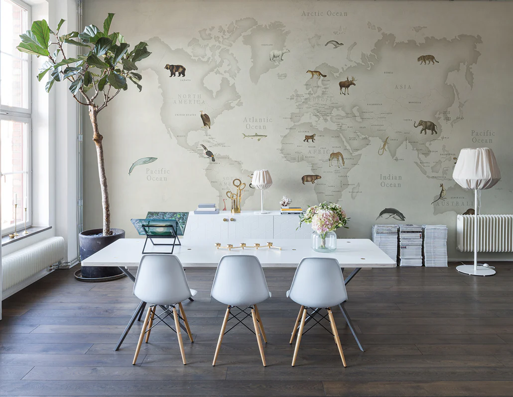 Kids Custom Wall Mural - Animal World Map - Image 3