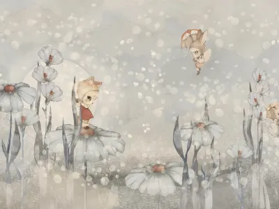 Kids Custom Wall Mural - Bloomy Fields Of Marion In Blue - Image 7