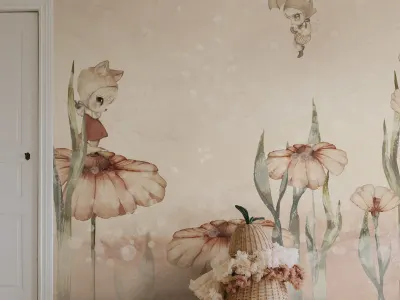 Kids Custom Wall Mural - Bloomy Fields Of Marion In Pink - Image 2
