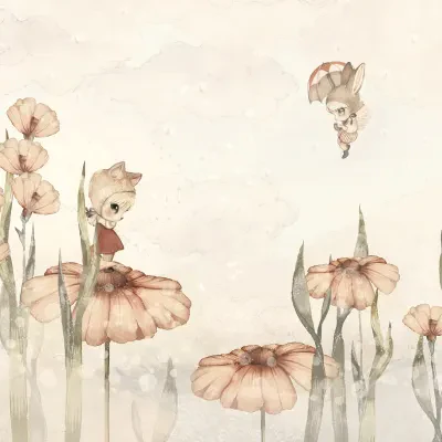 Kids Custom Wall Mural - Bloomy Fields Of Marion Off White - Image 5