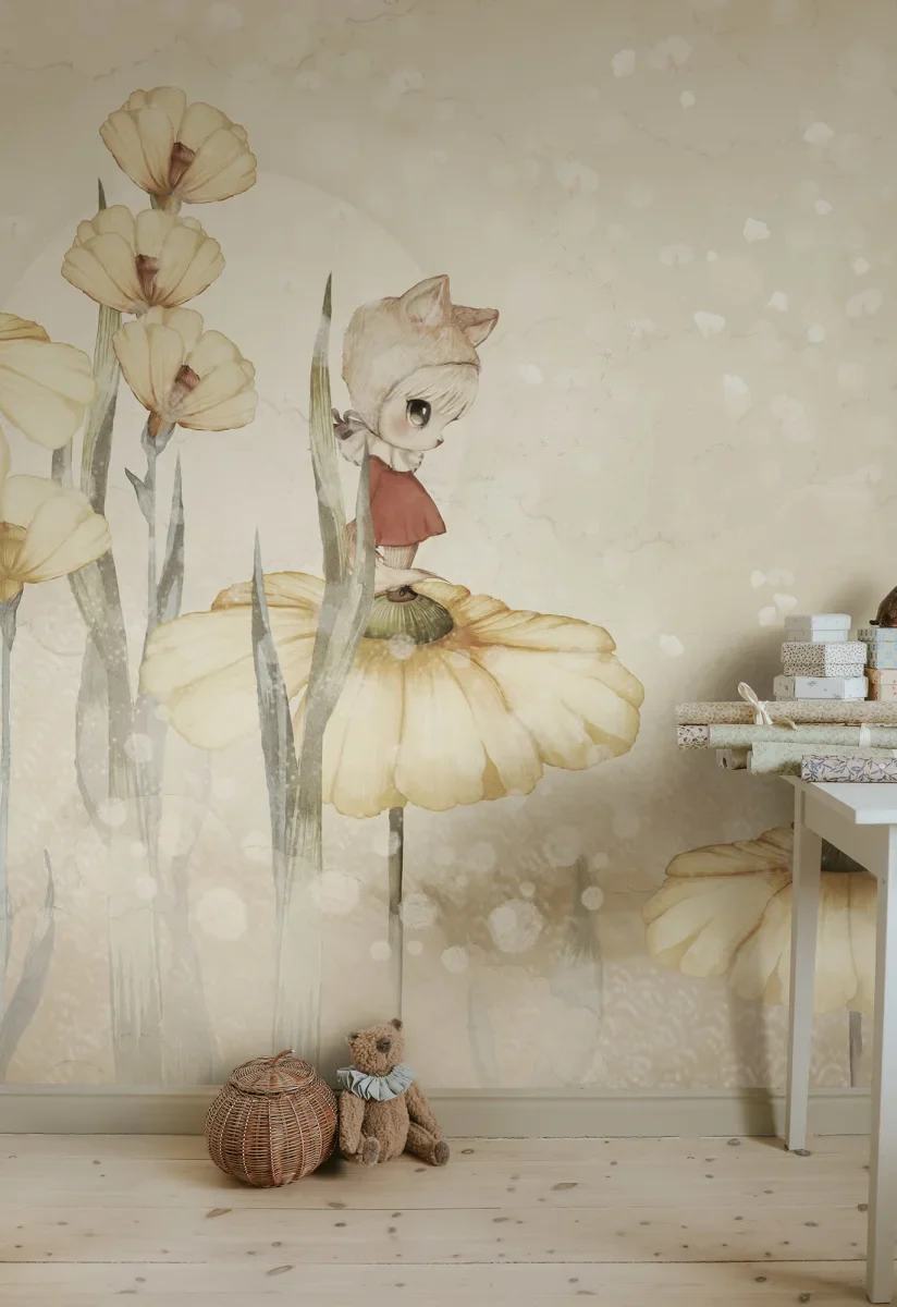 Kids Custom Wall Mural - Bloomy Fields Of Marion Warm Yellow - Image 2