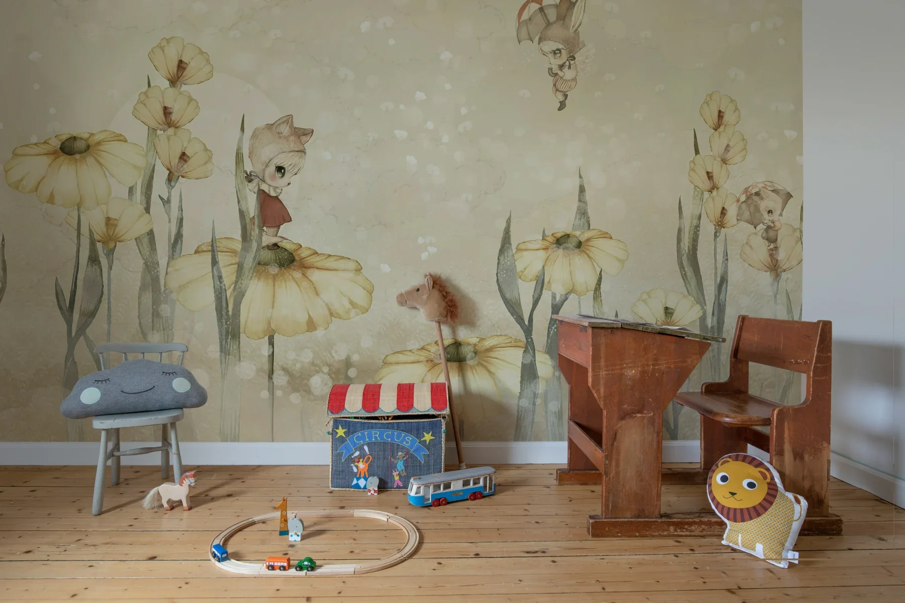 Kids Custom Wall Mural - Bloomy Fields Of Marion Warm Yellow - Image 3