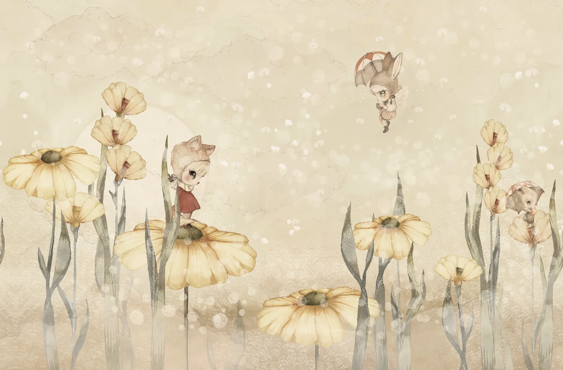 Kids Custom Wall Mural - Bloomy Fields Of Marion Warm Yellow - Image 4