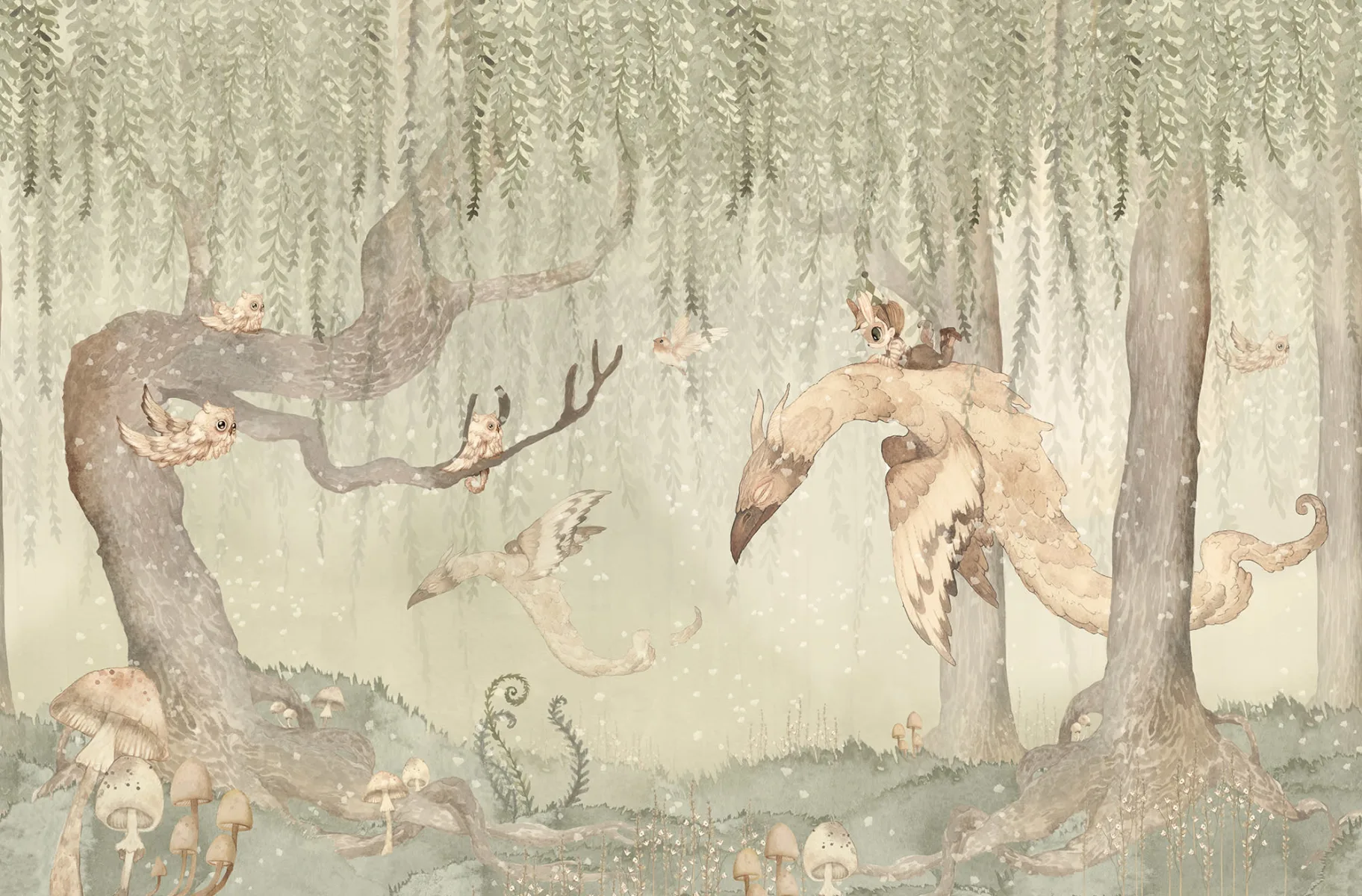 Kids Custom Wall Mural - Dream Forest Boy Green - Image 4