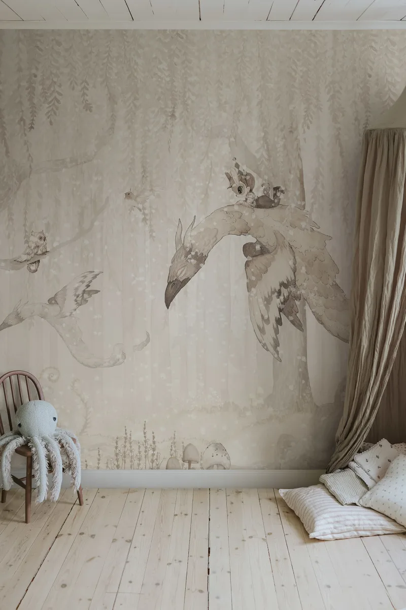 Kids Custom Wall Mural - Dream Forest Boy Off White - Image 2