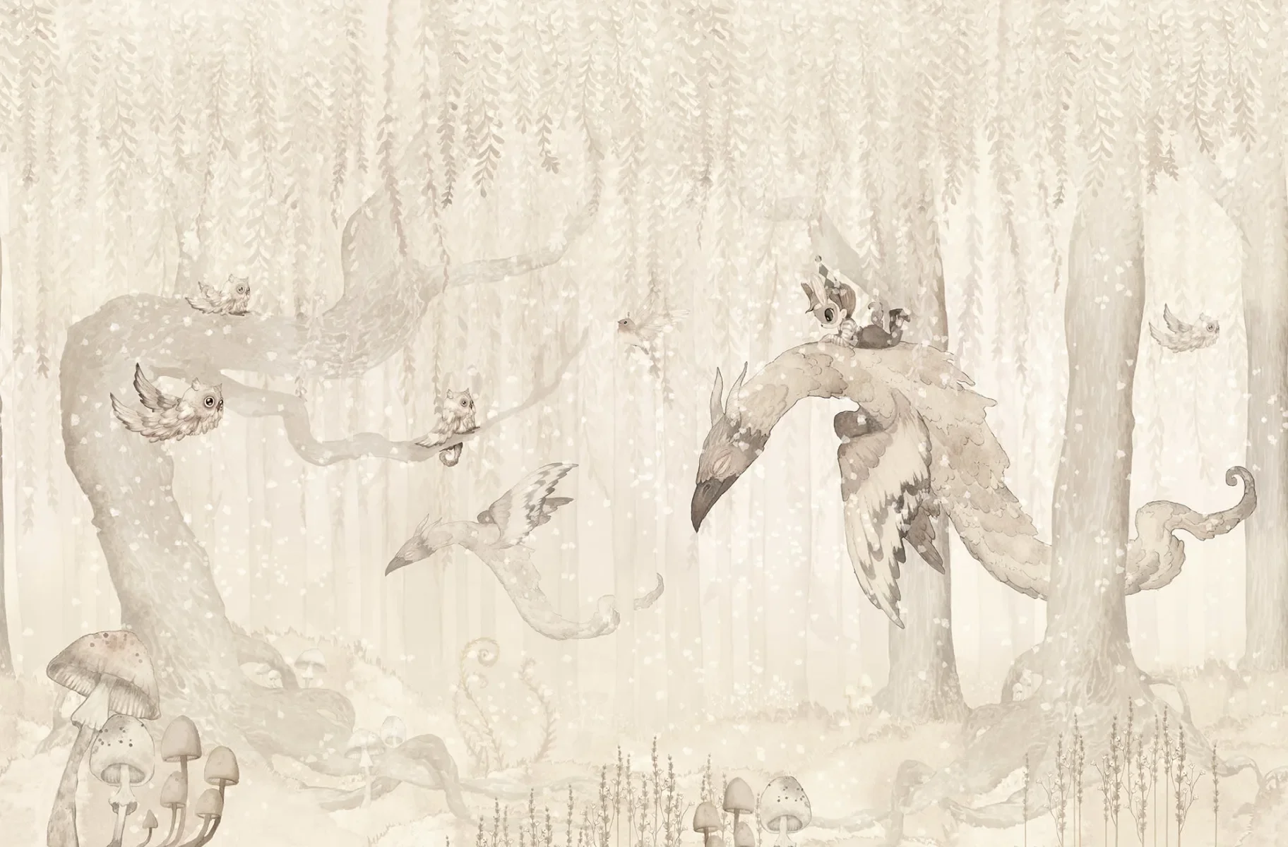Kids Custom Wall Mural - Dream Forest Boy Off White - Image 4