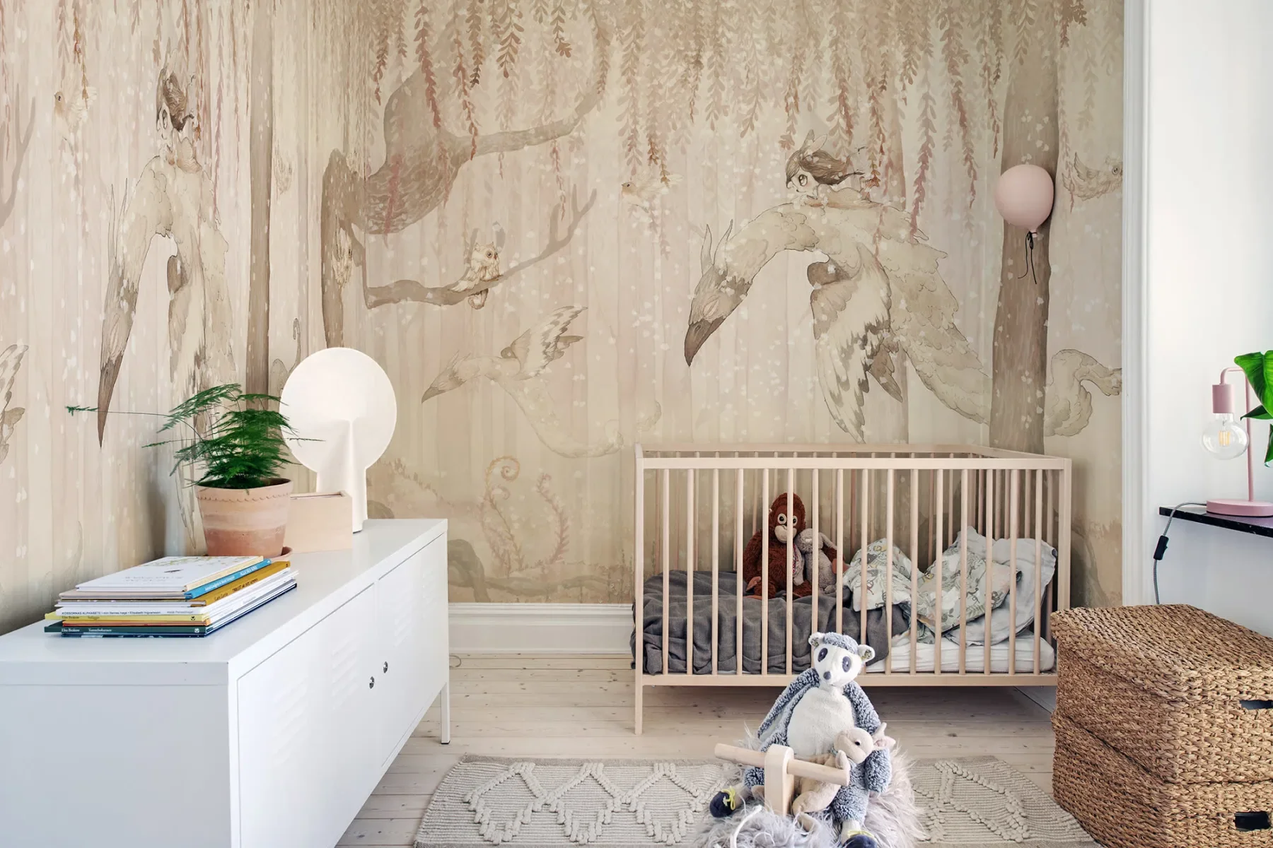 Kids Custom Wall Mural - Dream Forest Girl Sandy Pink - Image 2