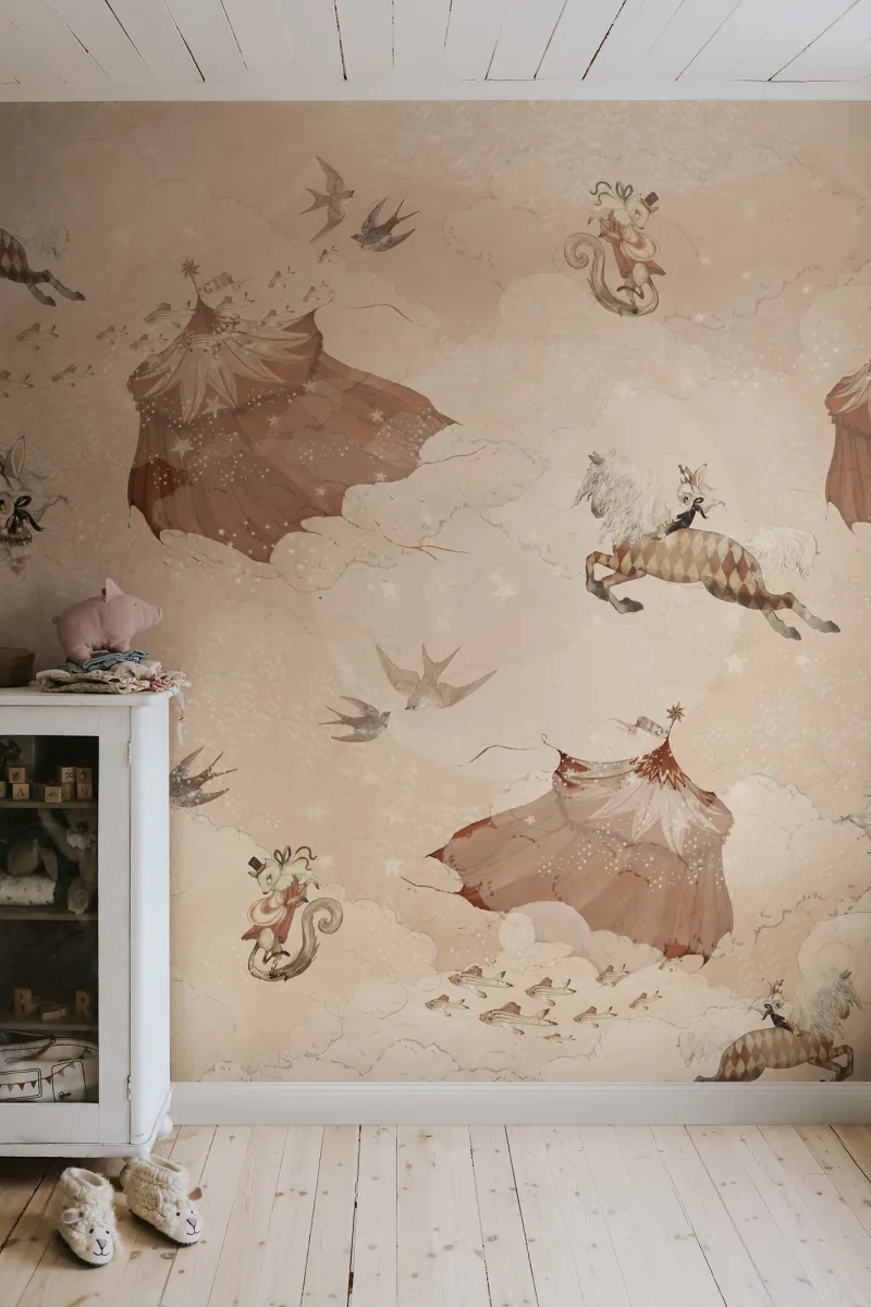 Kids Custom Wall Mural - Flying Circus Misty Pink - Image 3