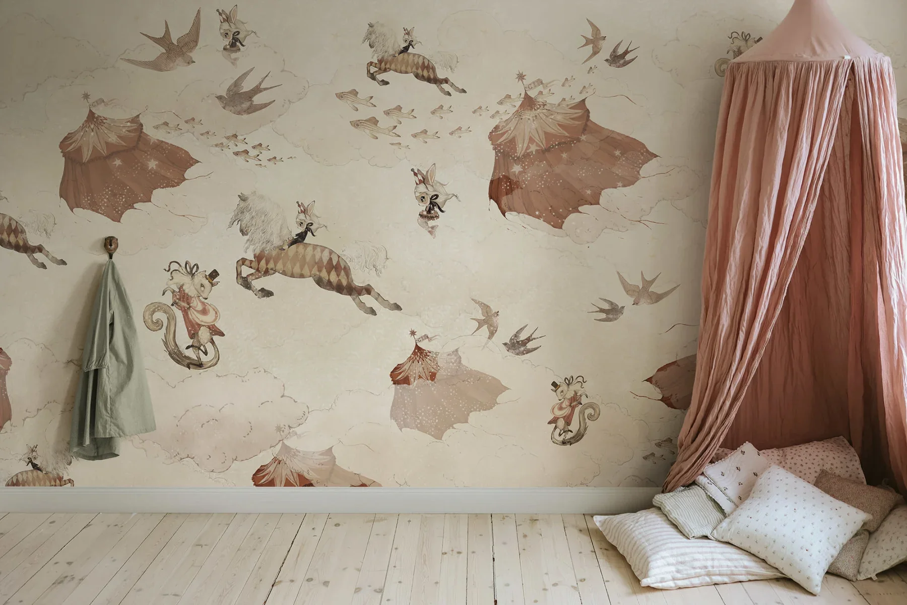 Kids Custom Wall Mural - Flying Circus Sandy White - Image 2