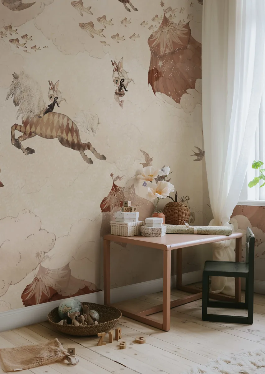 Kids Custom Wall Mural - Flying Circus Sandy White - Image 3
