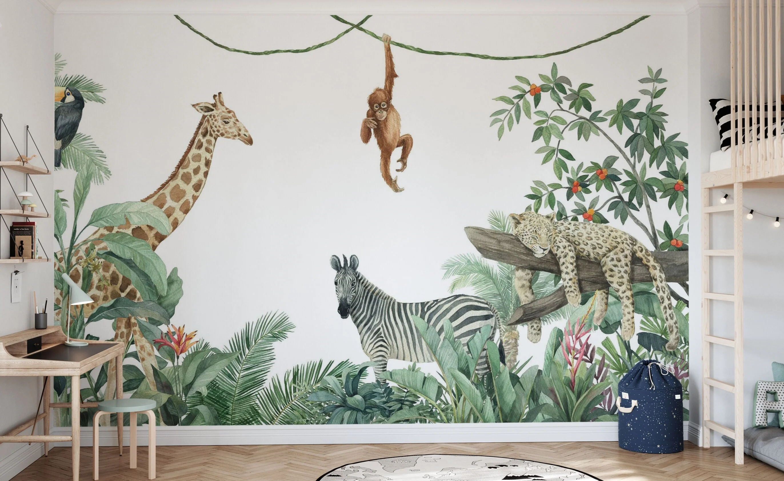 Kids Custom Wall Mural - Friends Of the Jungle - Image 5