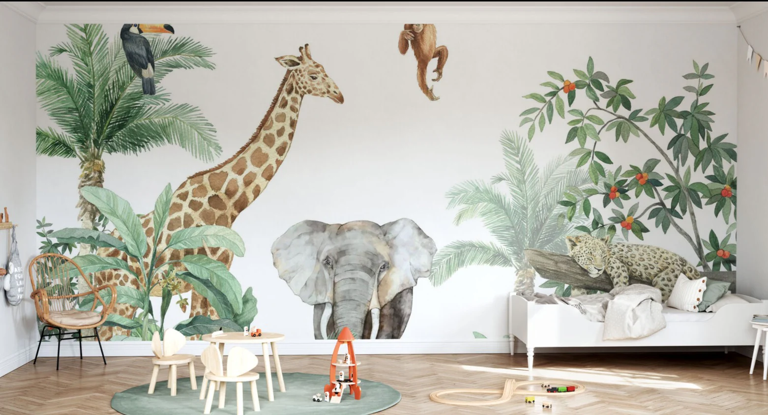 Kids Custom Wall Mural - Friends Of The Jungle + Elephant - Image 4