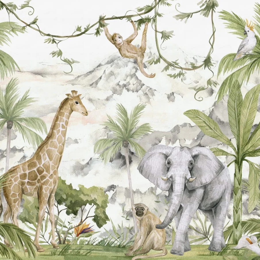 Kids Custom Wall Mural - Jungle Friends