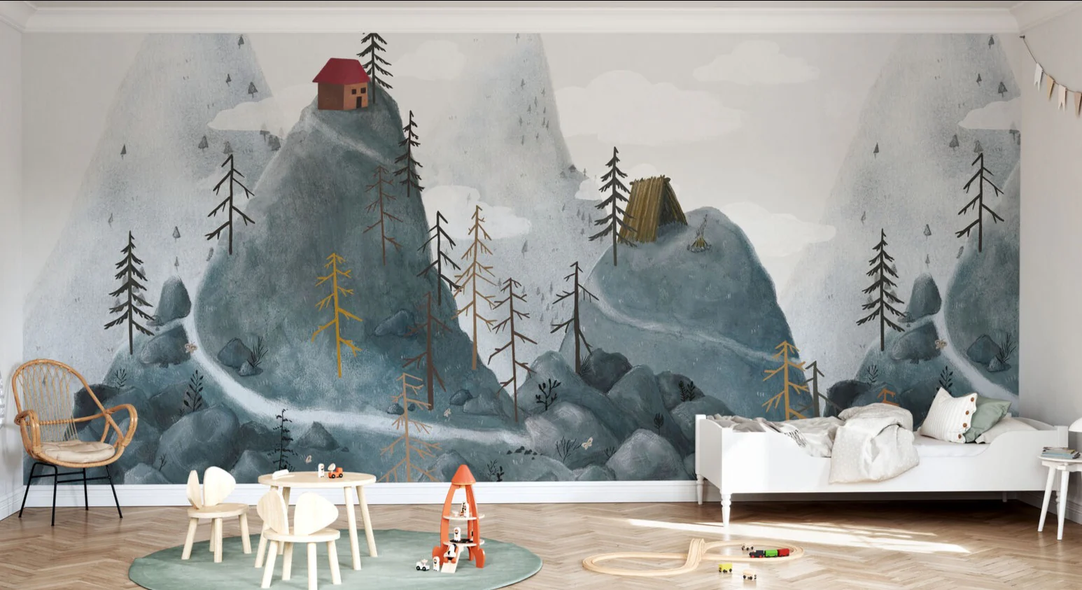 Kids Custom Wall Mural - Little House On The Hill - Image 3