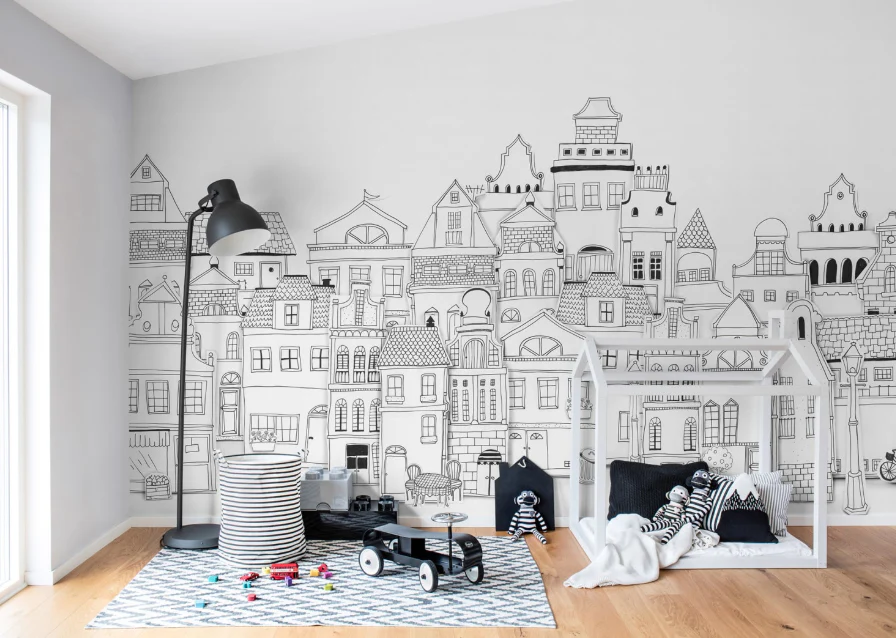 Kids Custom Wall Mural - London Houses - Image 3