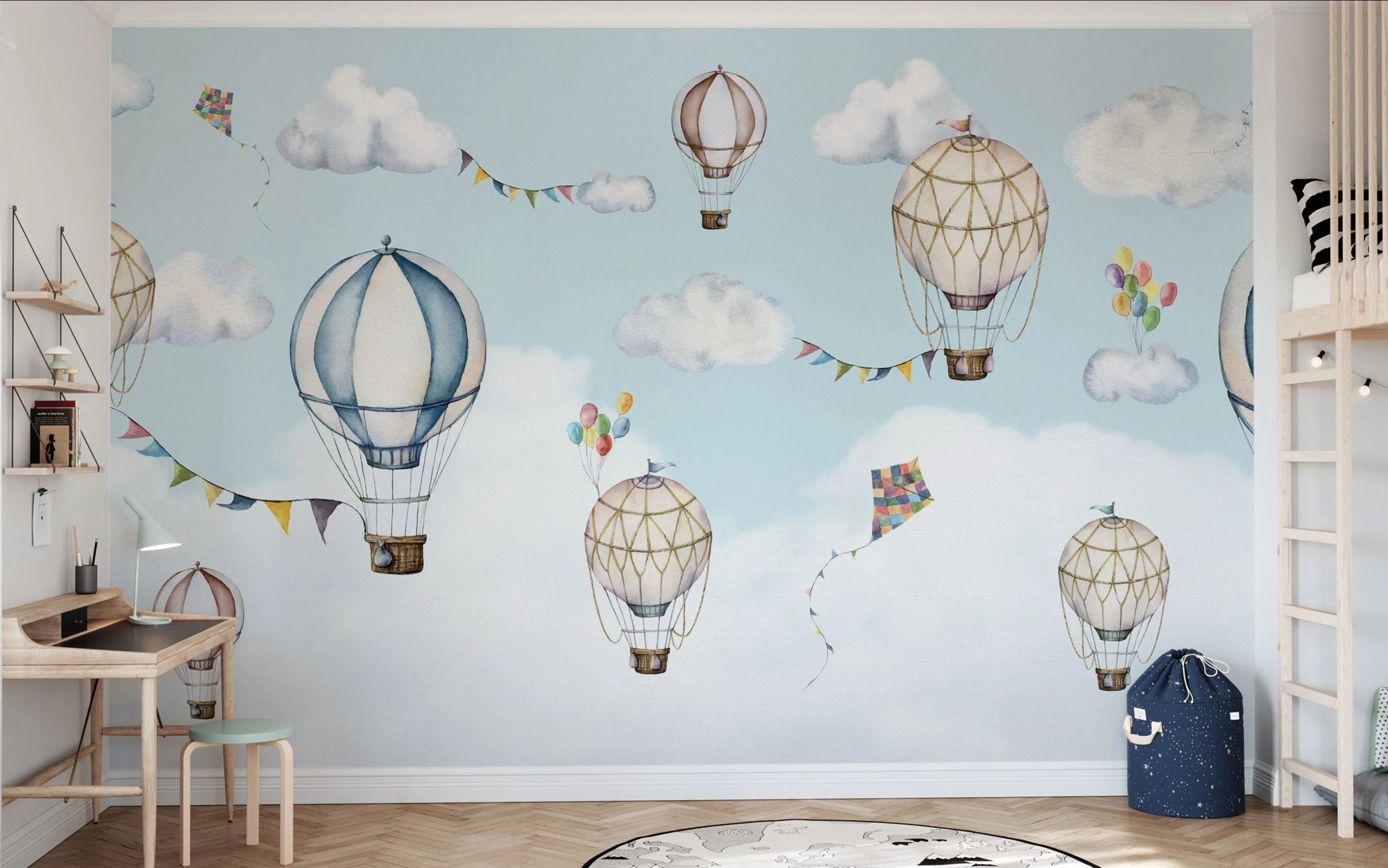Kids Custom Wall Mural - Up Up & Away - Image 3