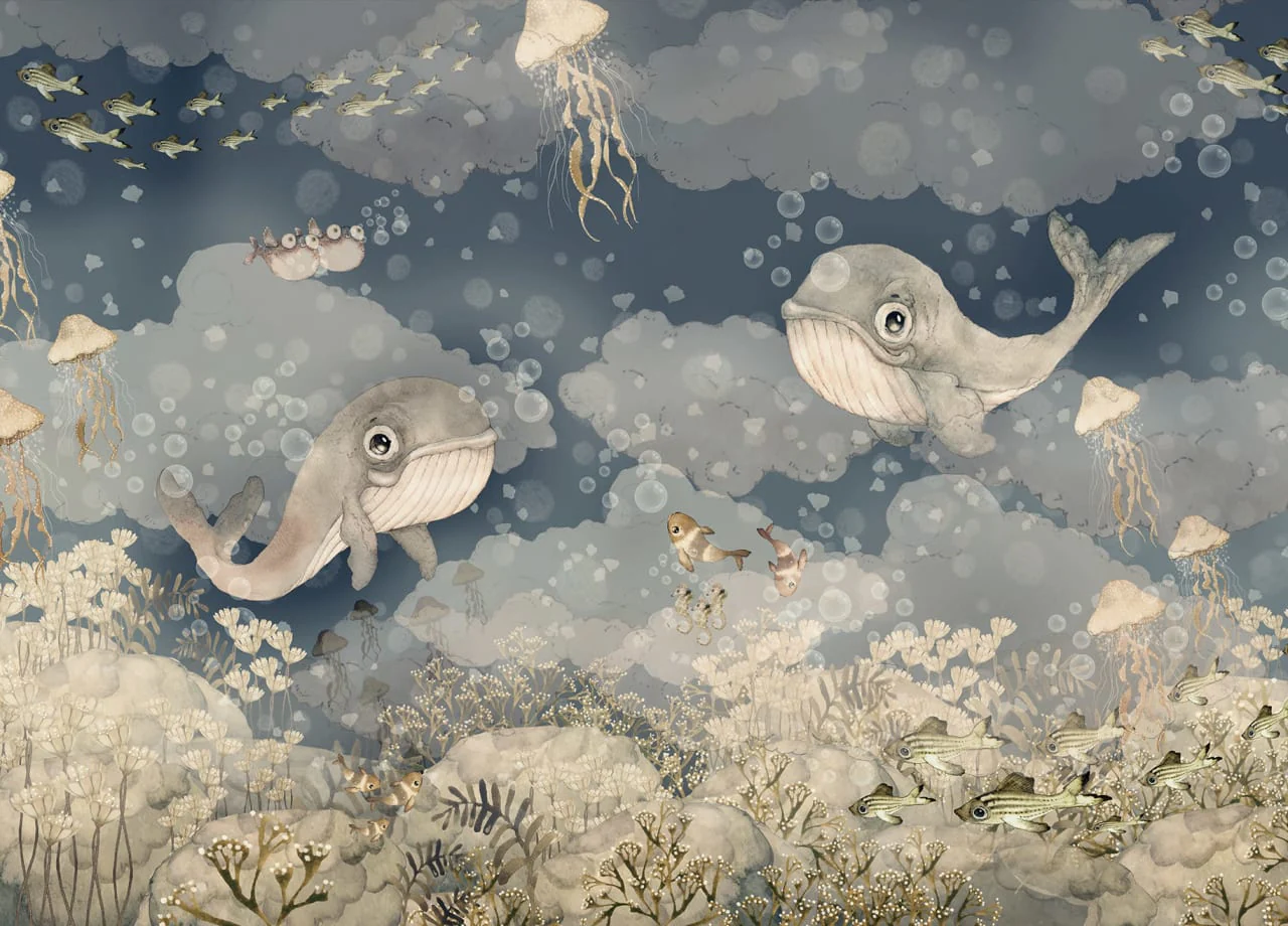 Kids Custom Wall Mural - Water Song Deep Blue - Image 4