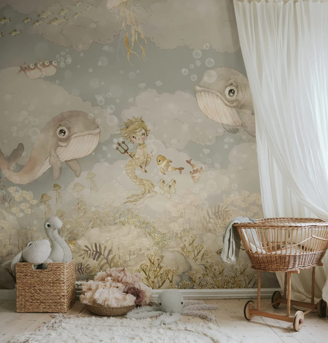 Kids Custom Wall Mural - Water Song Ocean Blue - Image 2