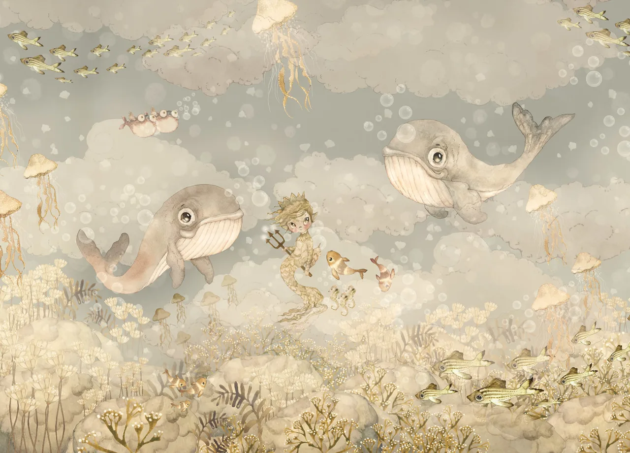 Kids Custom Wall Mural - Water Song Ocean Blue - Image 4