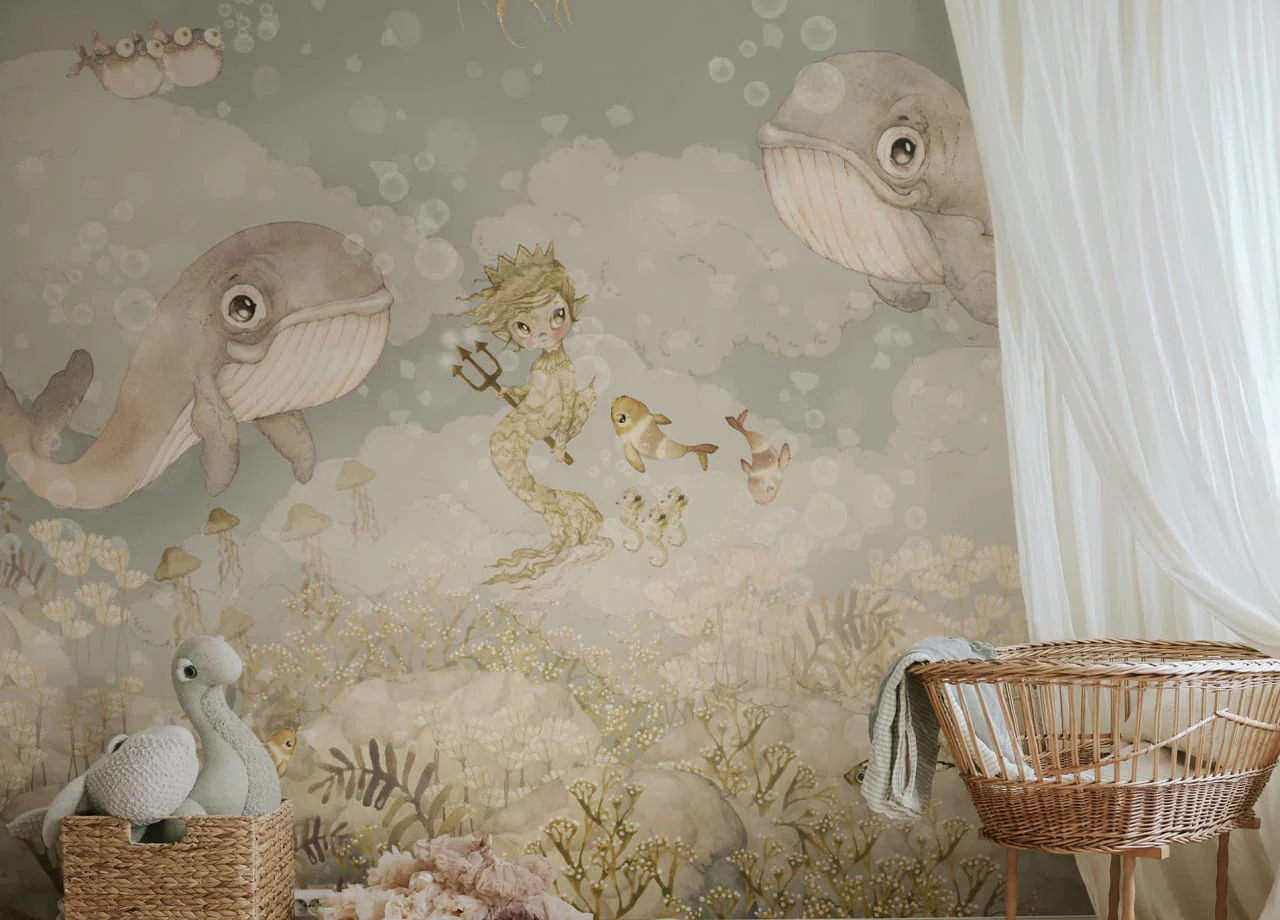 Kids Custom Wall Mural - Water Song Ocean Blue - Image 5