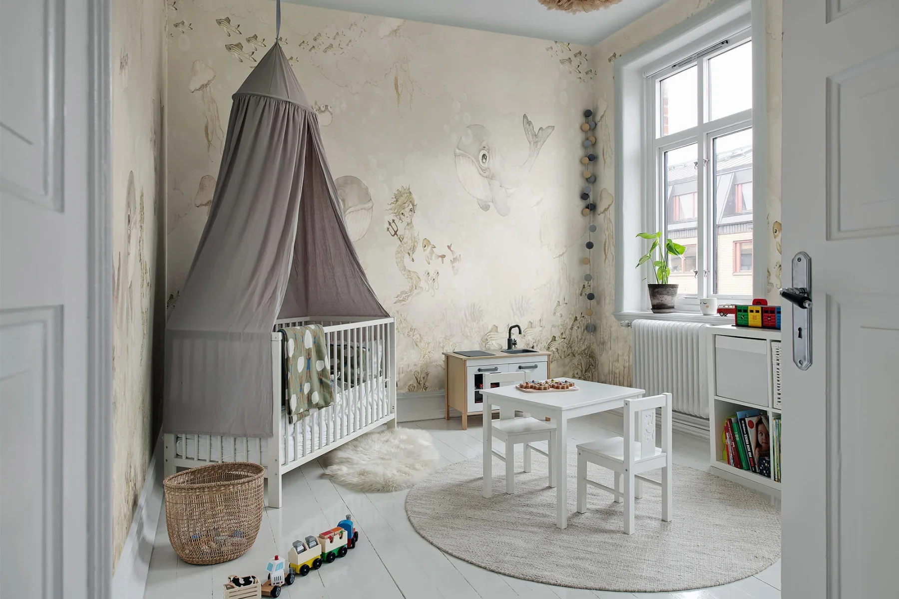 Kids Custom Wall Mural - Water Song Off White - Image 2