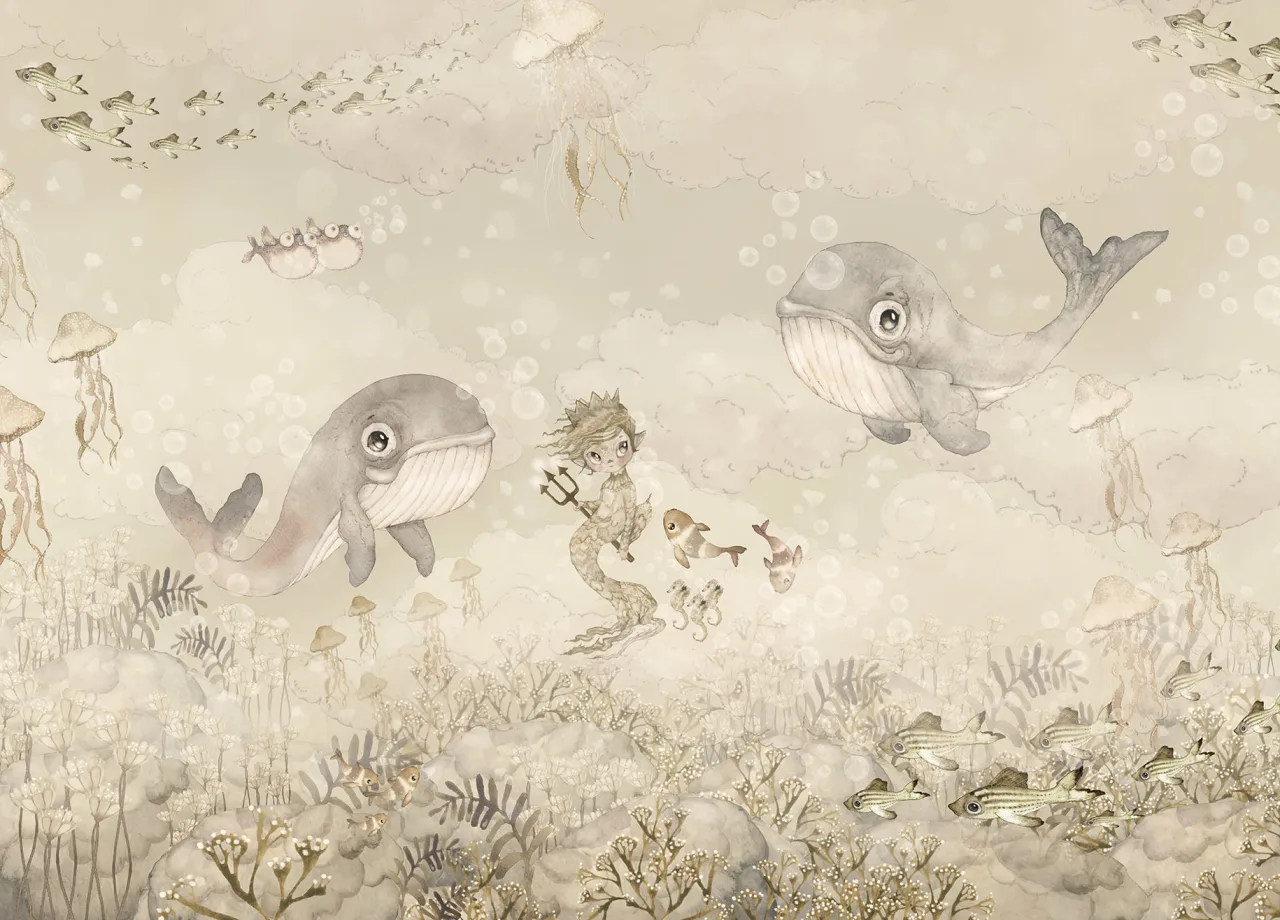 Kids Custom Wall Mural - Water Song Off White - Image 4