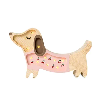 Little Lights Mini Puppy Lamp - Cherries On Pink