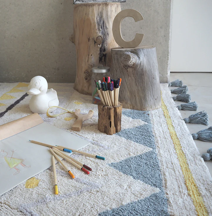 Lorena Canals Machine Washable Rug - Azteca Natural/Blue - Image 4