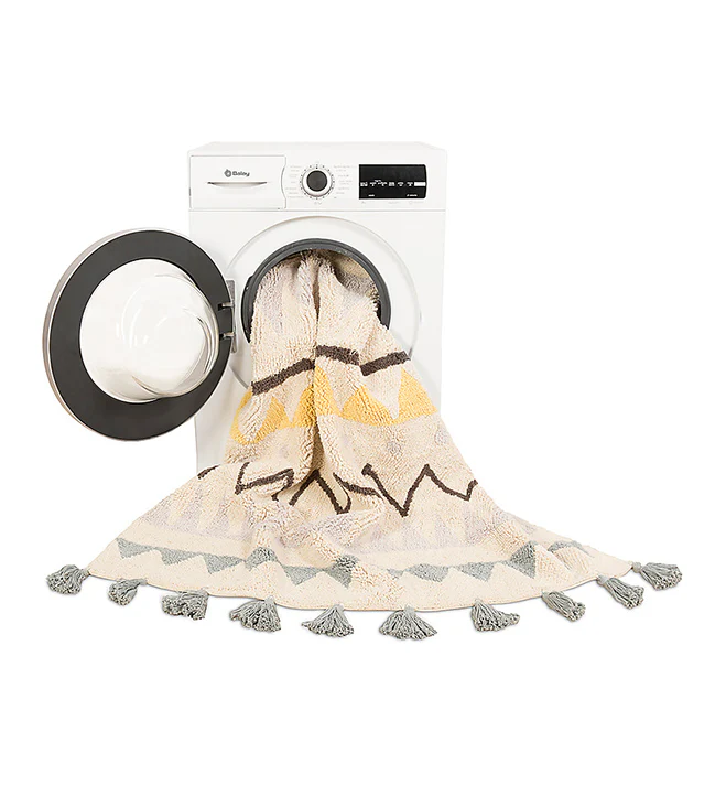 Lorena Canals Machine Washable Rug - Azteca Natural/Blue - Image 6