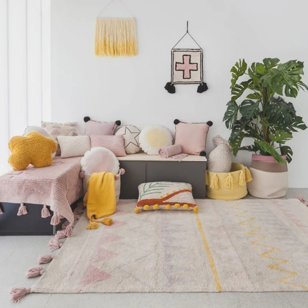 Lorena Canals Machine Washable Rug - Azteca Natural/Pink - Image 6